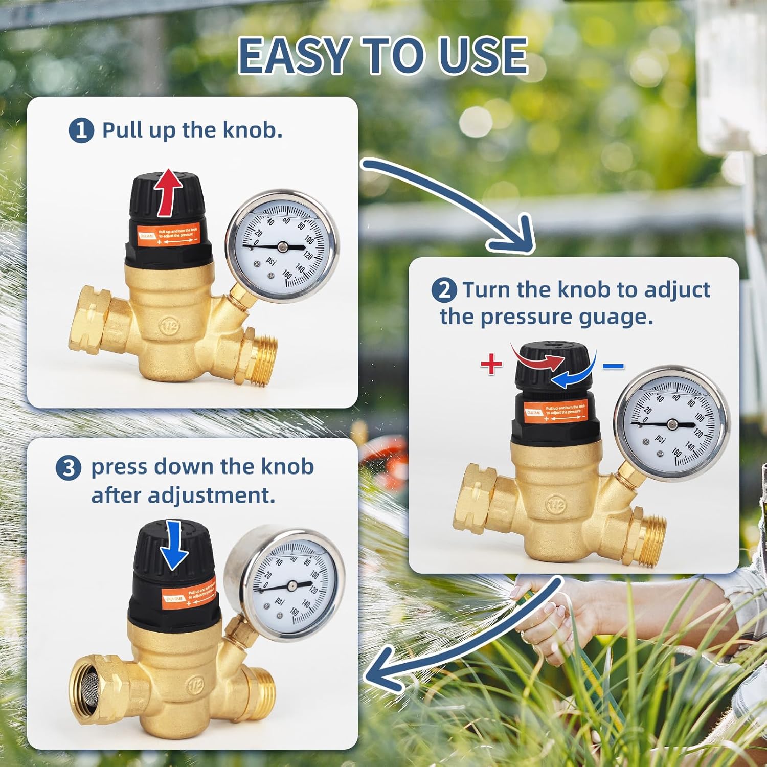 OULEME Premium 35ft RV Fresh Drinking Water Hose & Water Pressure Regulator with Hose Storage Bag