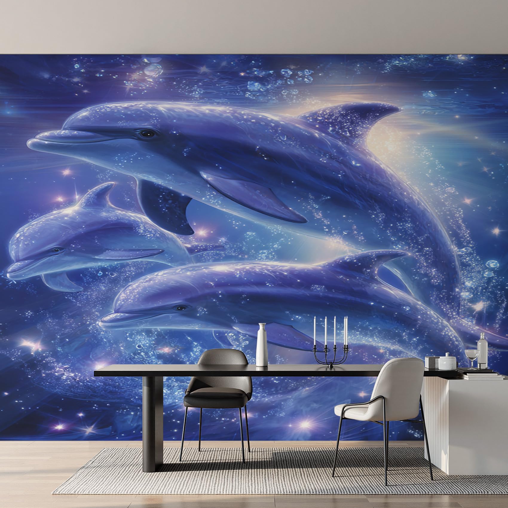 Papier peint panoramique dauphin pour agrandir une pièce