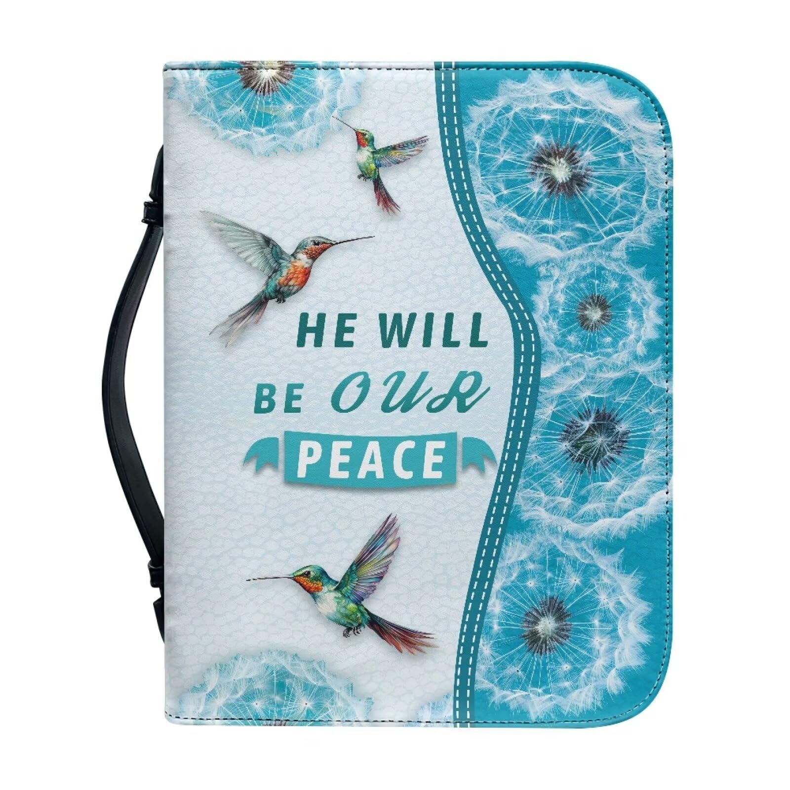 Kuiaobaty Hummingbird Book Sleeve for Bible,Novel, Dandelion Floral PU Leather Book Cover Case with Inside Pen Pocket,Book Protector for Bookish Gift — image 1