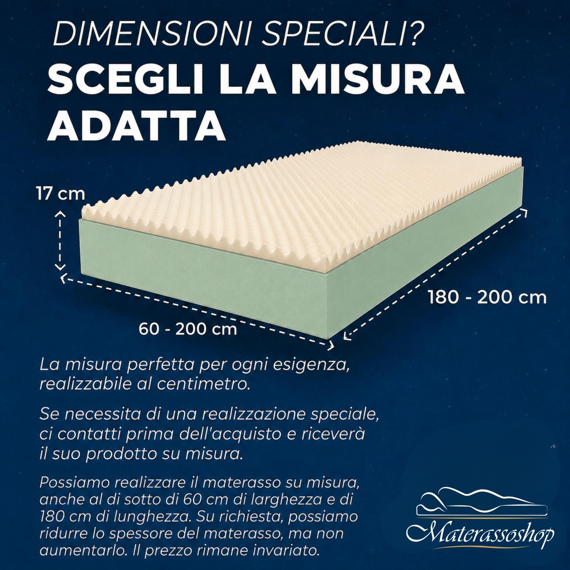 Materasso Memory 160x190x17, Aloe Vera Made in Germany certificato OEKO-TEX