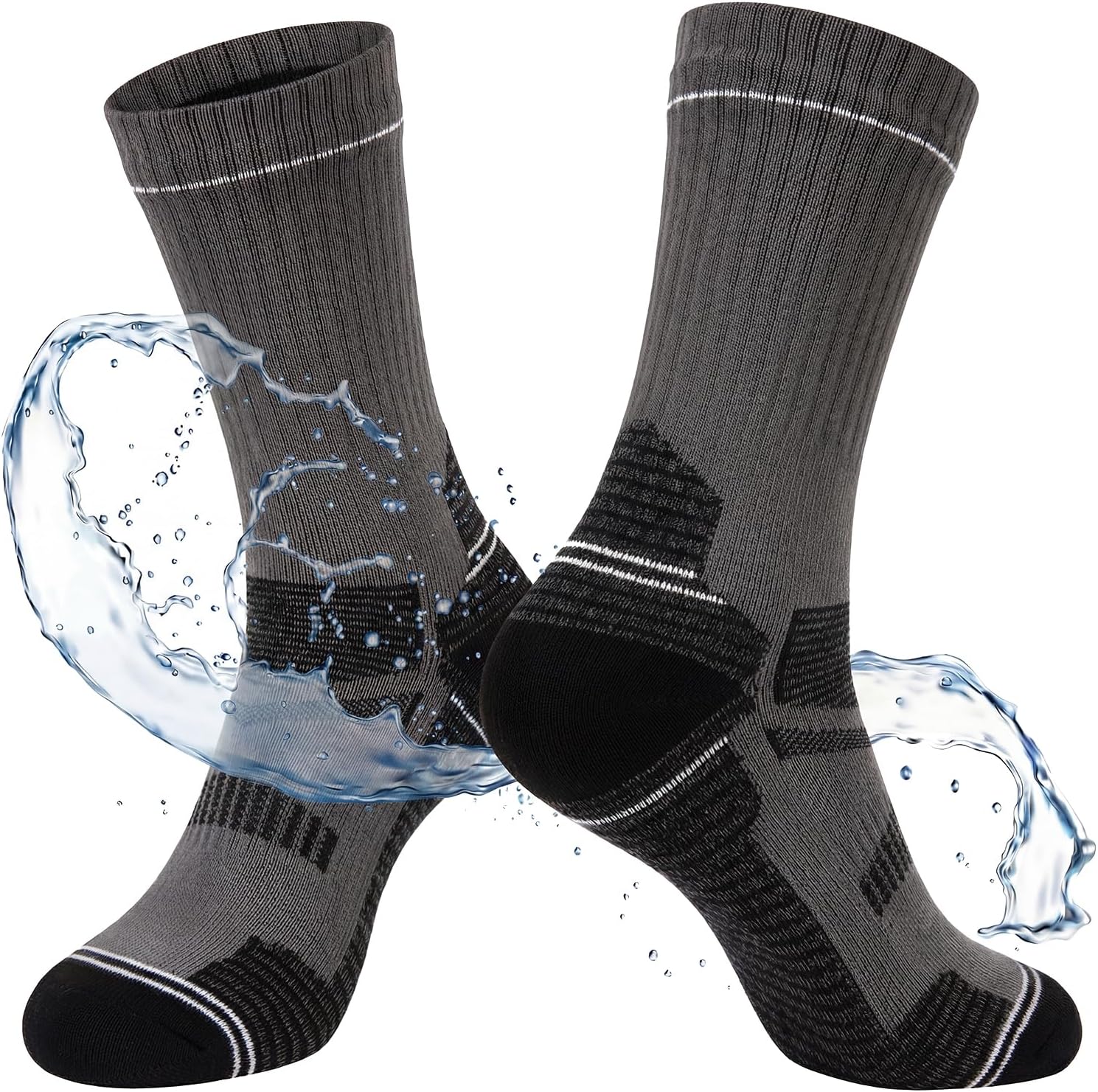 TOP-EX DryKnit™ Waterproof Merino Wool Socks for Men & Women, Breathable, Hiking, Camping and All Winter Activities –Crew