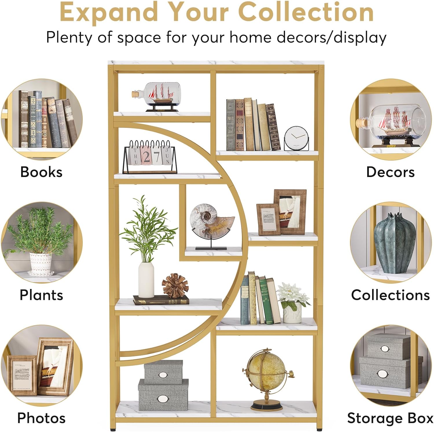 Tribesigns Bookshelf Industrial 5 Tier Etagere Bookcase, Freestanding Tall Bookshelves Display Shelf Storage Organizer with 9-Open Storage Shelf for Living Room, Bedroom - Image 7