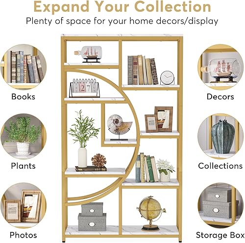 Miniatura 8 de Tribesigns Estantería industrial Etagere de 5 niveles estanterías altas independientes organizador de almacenamiento con 9 estantes abiertos para