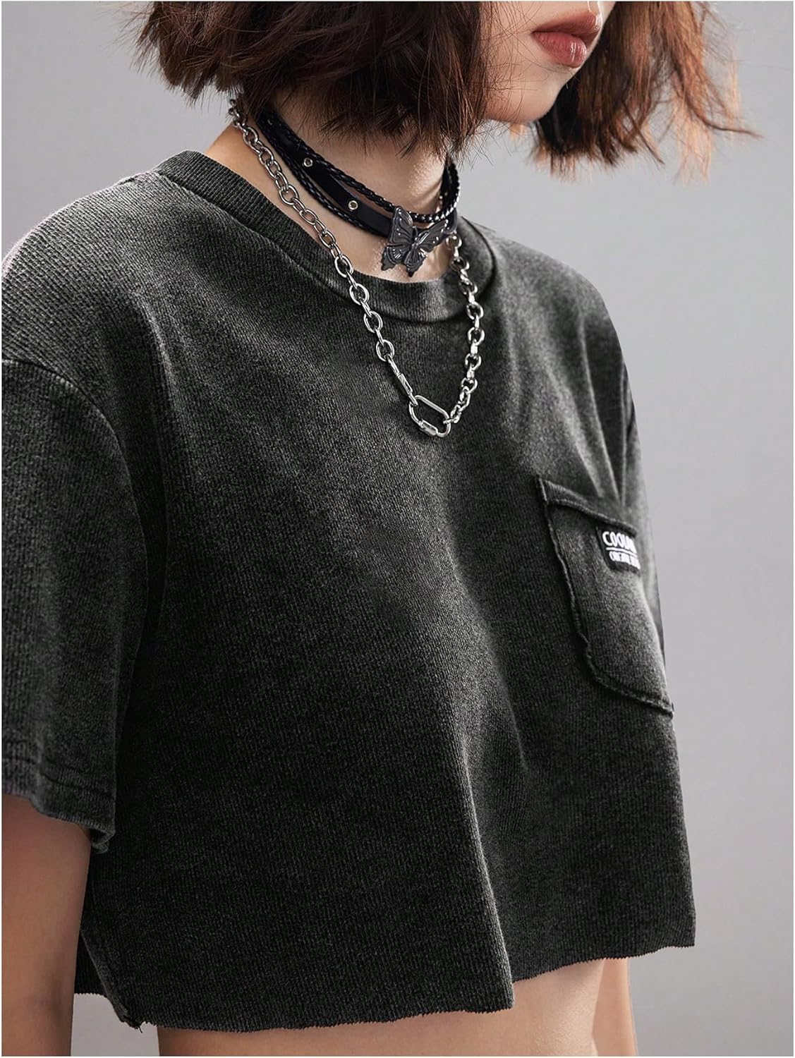 SOLY HUX Women's Y2k Crop Top Vintage Crew Neck T Shirt Streetwear Short Sleeve Shirts - Image 4