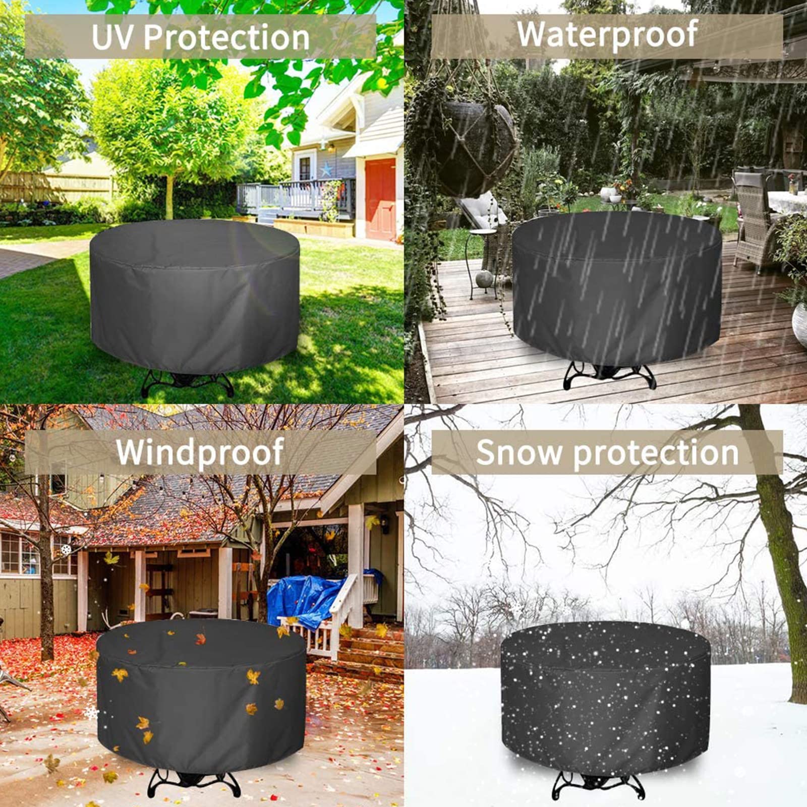 Terrasmeubelhoezen Rond, Tuinmeubelhoezen Waterdicht, 420D Oxford-stof
