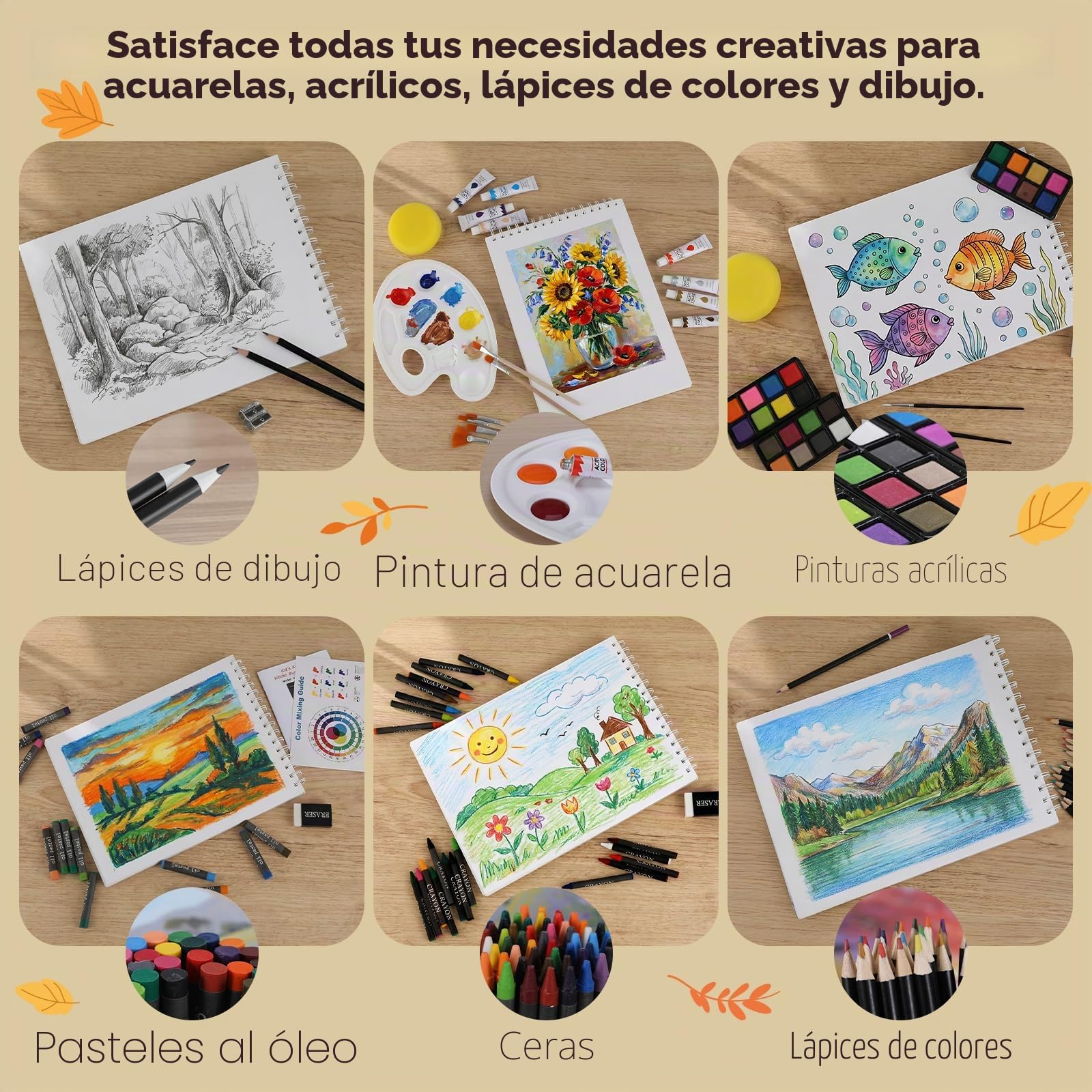 MAMIZO Juego de pintura premium de 202 piezas, maletín de pintura con ceras, lápices de colores, pasteles al óleo y pinturas acrílicas, caballete y caja de madera, juego de pintura para niños y