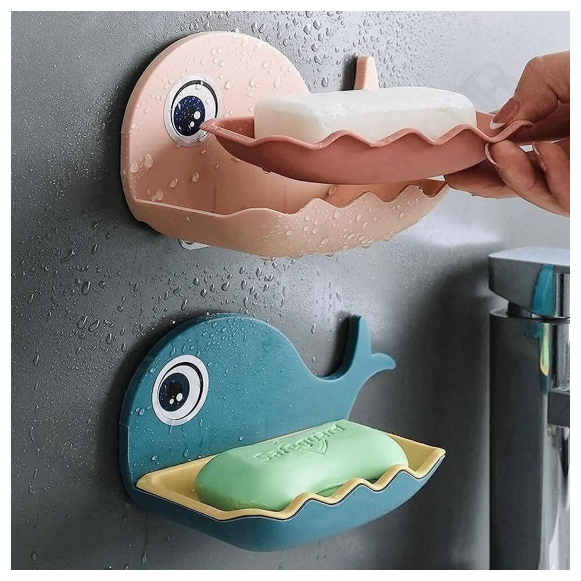 HOMIFYHUB - Plastic Soap Holder for Bathroom Kitchen Sink Soap Case Stickable Self Adhesive Soap Holder Wall Mounted with Removable Drain Tray Fish Design Soap Stand Multicolour (Pack of 4) (B0D3BWB1FM) Amazon Price History, Amazon Price Tracker