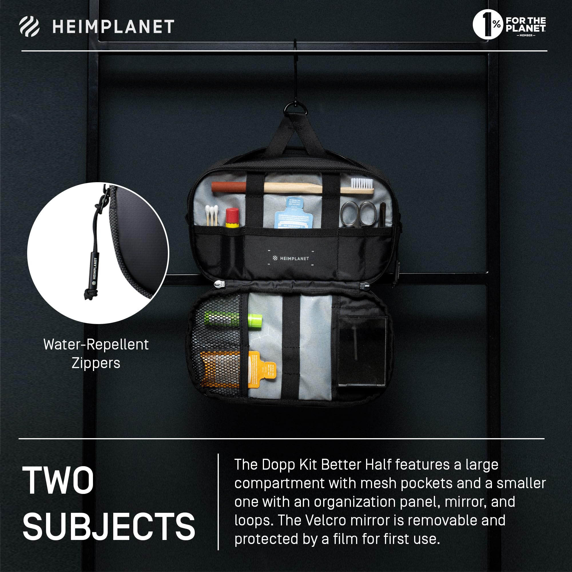 HEIMPLANET Original | HPT Carry Essentials DOPP Kit | kosmetyczka podróżna do zawieszenia | bez PCW | wspiera 1% planety. (Better Half)