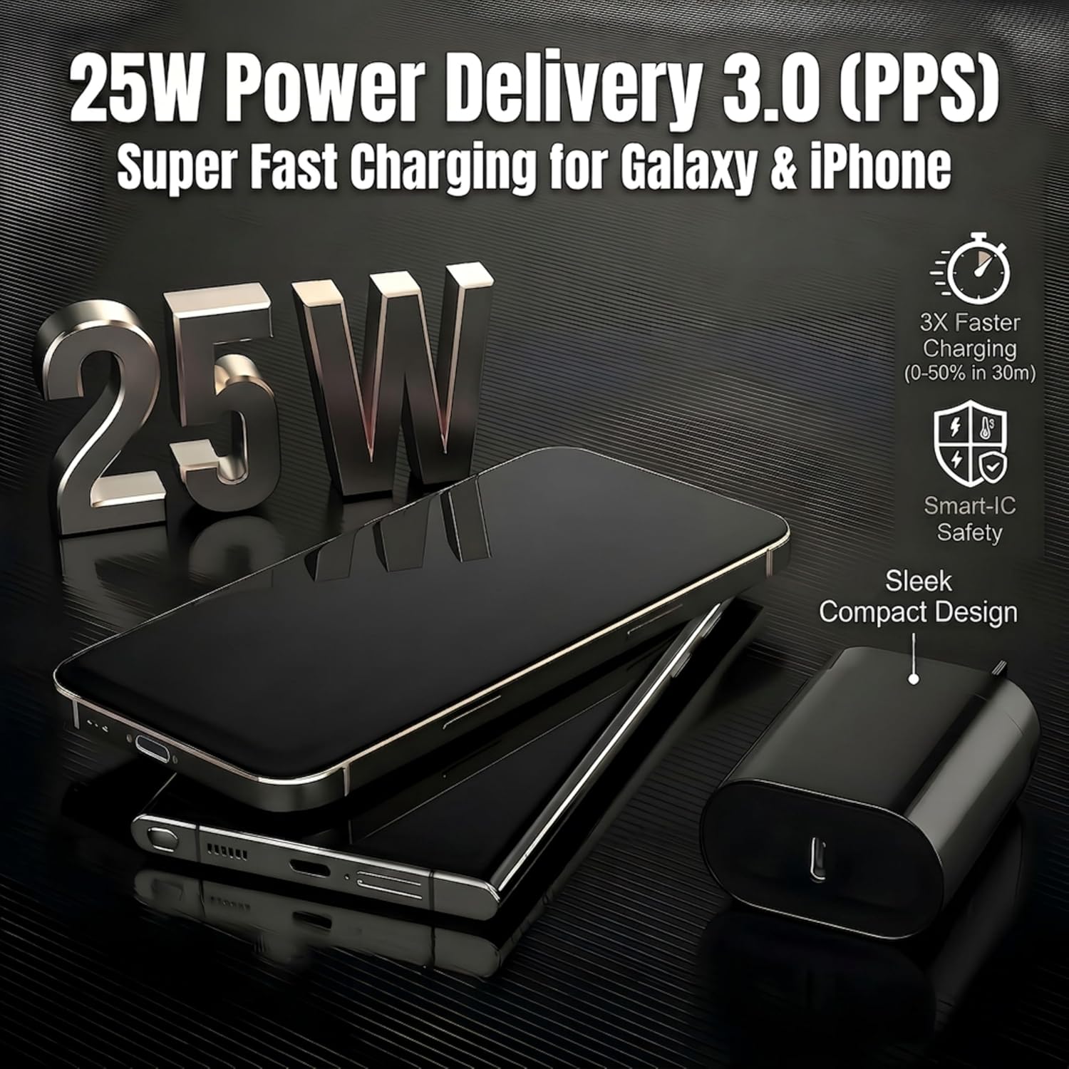 TT&C USB C Charging Block 25W PD 3.0 Super Fast Charger Type C Wall Plug Cube Adapter Compatible with Samsung Galaxy S26 S25, S24, S23, S22, S21, Z Fold 3/4/5/ iPhone 17,16,15 1Pack - Image 2