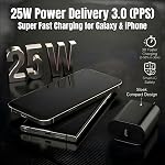 TT&C 25W Charger for Android, Super Fast Charging USB C Block & Type C Charge Cable Cord (6ft & 10ft) Compatible with Samsung Galaxy S26, S25, S24 Plus, S23, S22 & for iPhone 17/16/15- Black 2-Pack