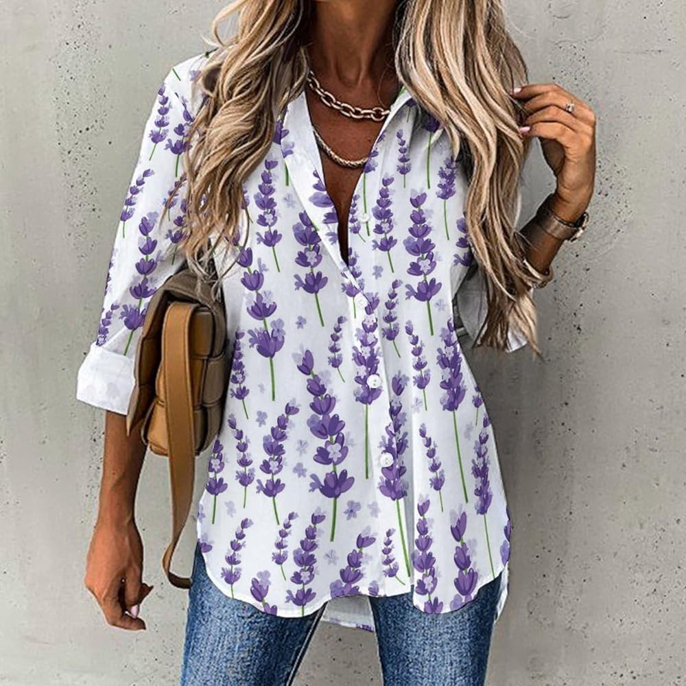 トップス Rose accent shirt blouse misty blue 61Tp9TGyJpL._SY350_QL65_.jpg