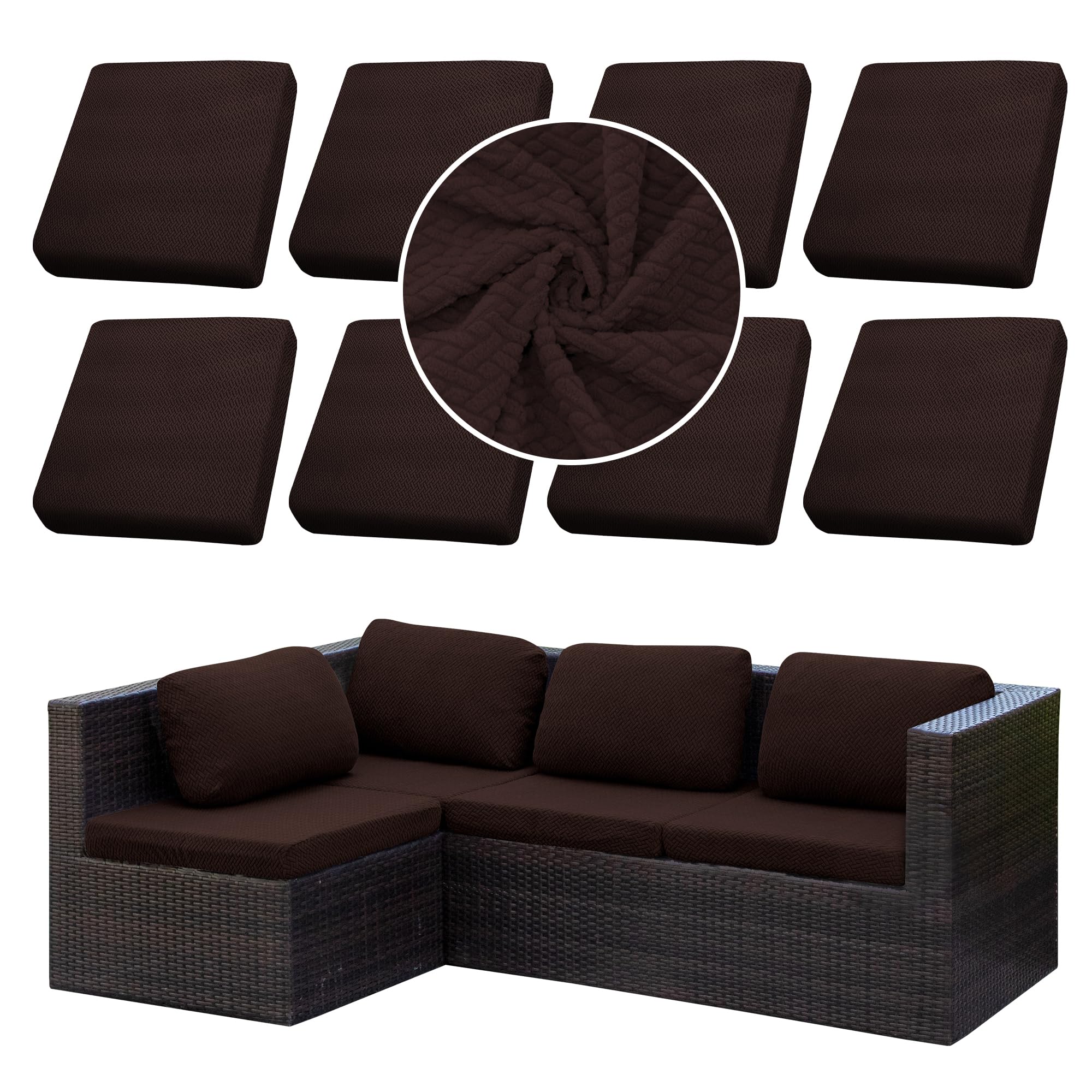 Photo 1 of SUKAIKEQA 8PCS Patio Cushion Covers,Patio Furniture Couch Seat Slipcovers?Washable Furniture Protector, Replacement for Sofa Sectional Chair
