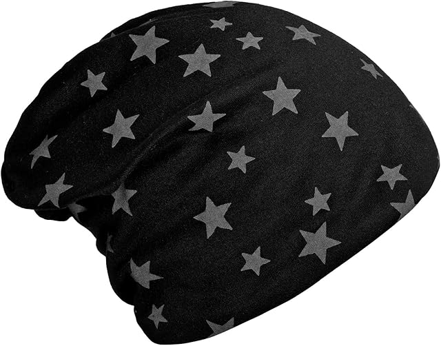 DonDon Damska czapka zimowa slouch beanie z podszewką i wzorem w gwiazdy