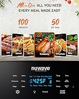 Vista 2 de NuWave Brio 15.5Qt Horno y freidora de aire con asador, tamaño X-grande para familia, potente 1800W, 4 posiciones de parrilla, controles