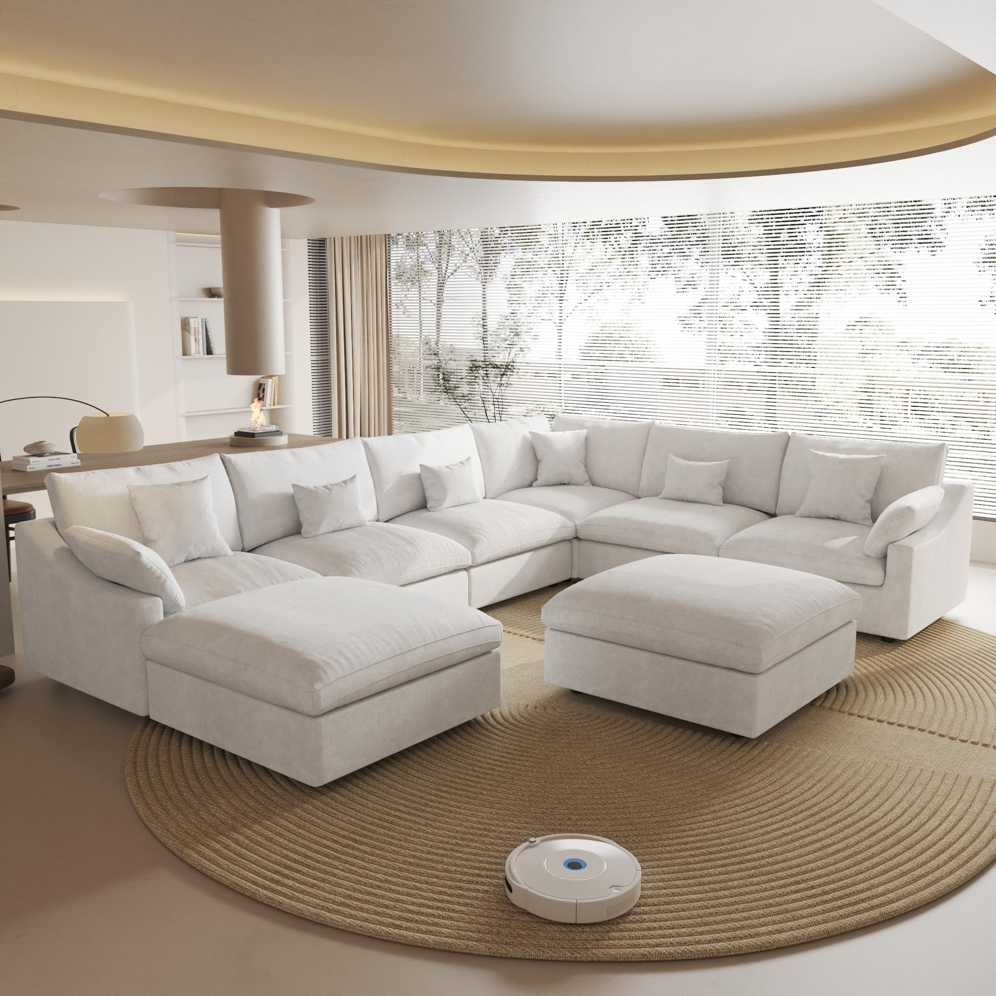 Cloud Modular Sectional Sofa, 160" U Shaped Modular Couch with Storage Ottoman, Down Filled Convertible Sofa,Wide 8 Seater Couch for Living Room,