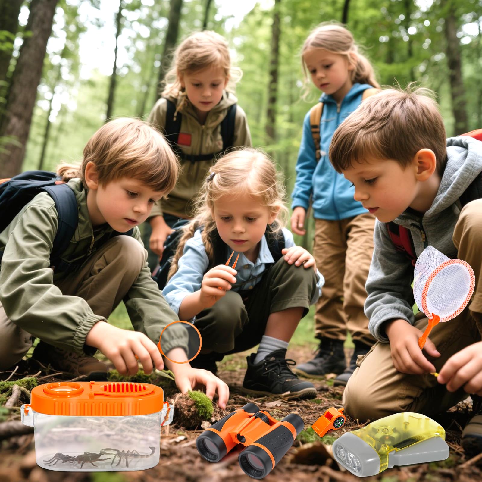 23 pezzi Set da esploratore per bambini,con Gilet,cappelli, binocolo,bussola,lente d'ingrandimento e altro,fantastico regalo per l'esplorazione della natura e l'avventura per i bambini