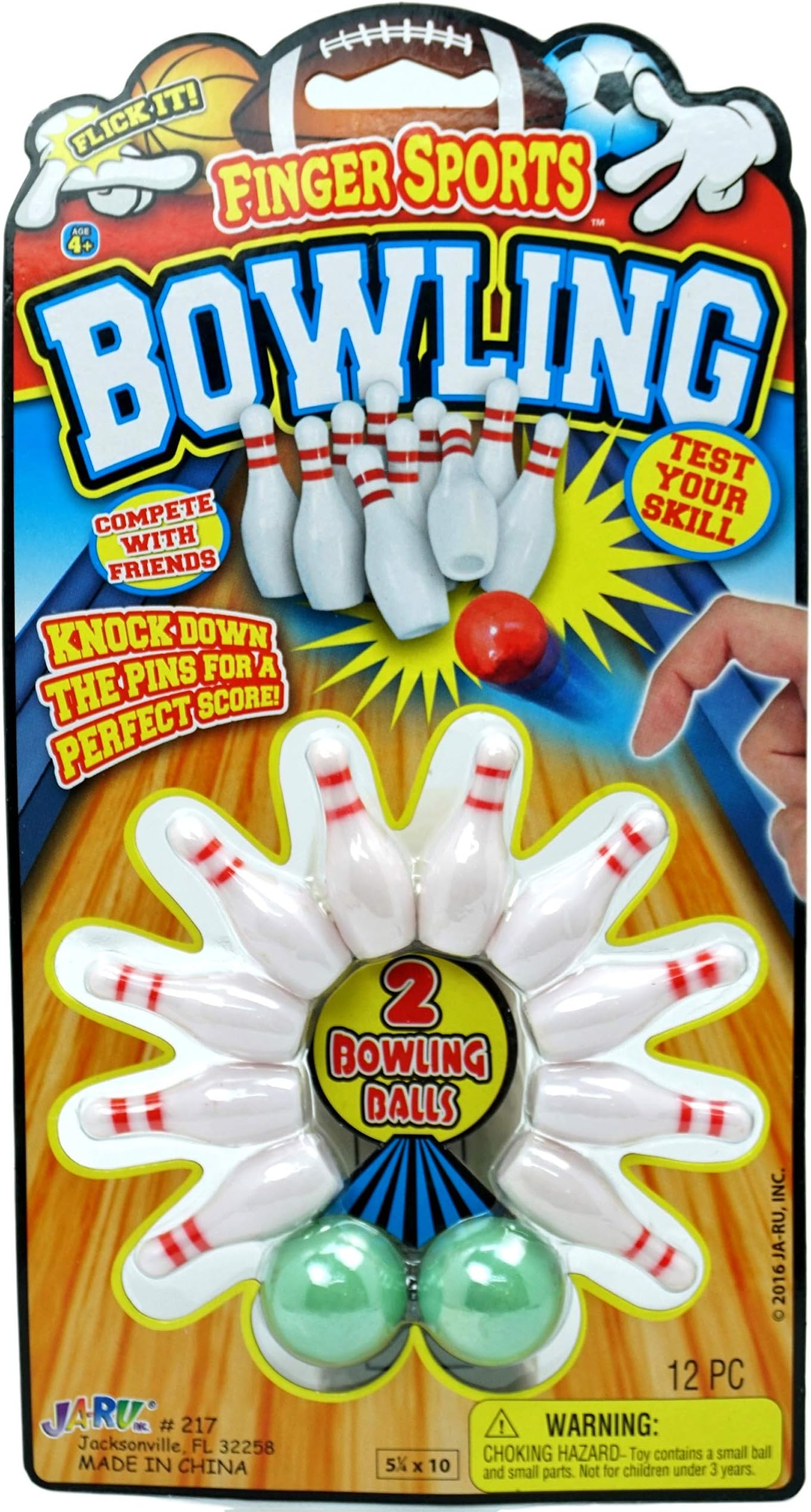 JA-RU Finger Bowling Game Set (Pack of 1 Set) Miniature Sports Small Bowling Game Pocket Size | Mini Bowling Table Set for Kids | Item #217-1A