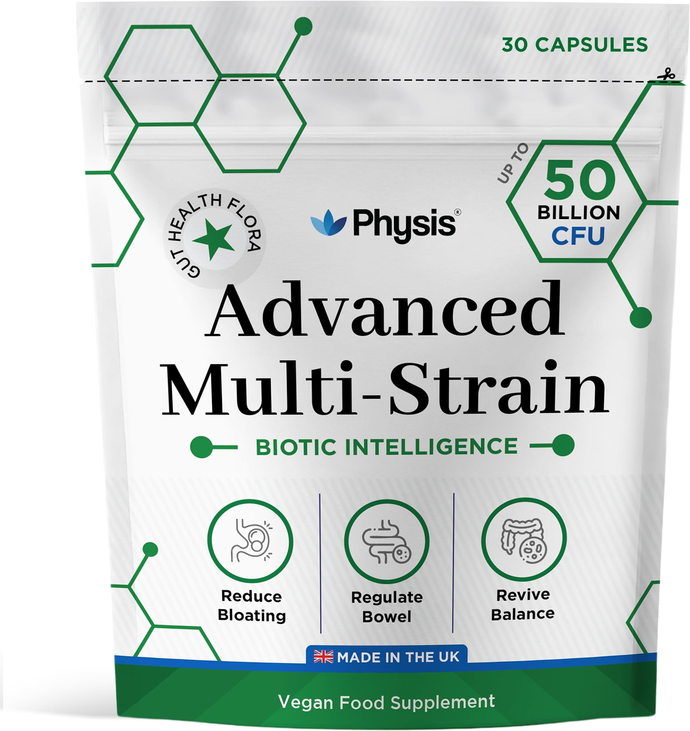 Advanced Probiotics 50 Billion CFU | Gut Health | Digestion Comfort | Microbiome Support | Bloated Stomach Relief | 30 Capsules up to 1 Month Supply | for Men & Women | Made in The UK