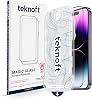 Easy Installation Kit for Teknoft iPhone 14 Pro Max Smooth Laser Cut Premium Screen Protector Unbreakable Glass That Provides Extra Reinforced Full Protection That Never Leaves Dust Under the Glass When Installing
