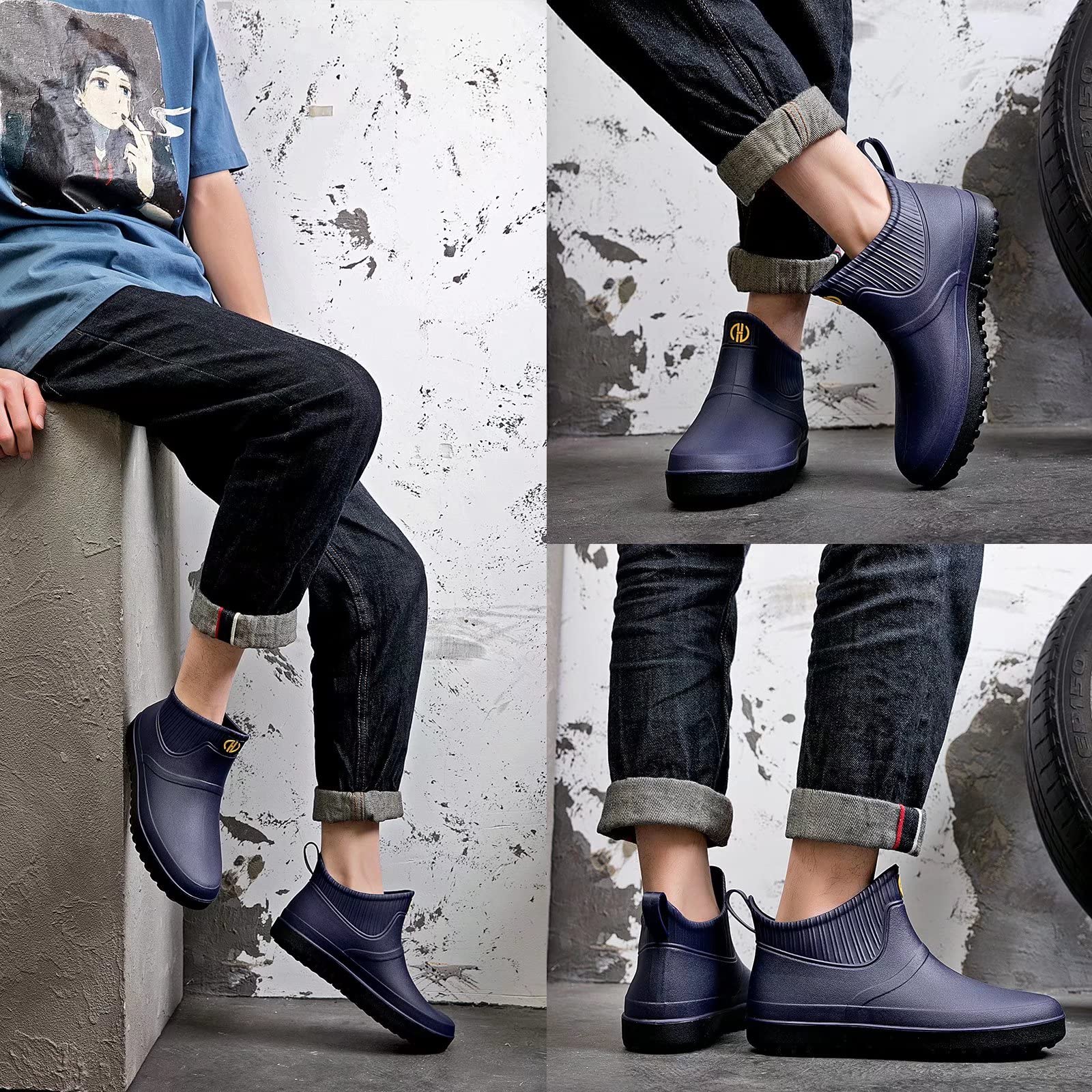 Męskie Krótkie Buty gumowe Buty Wodoodporne Buty