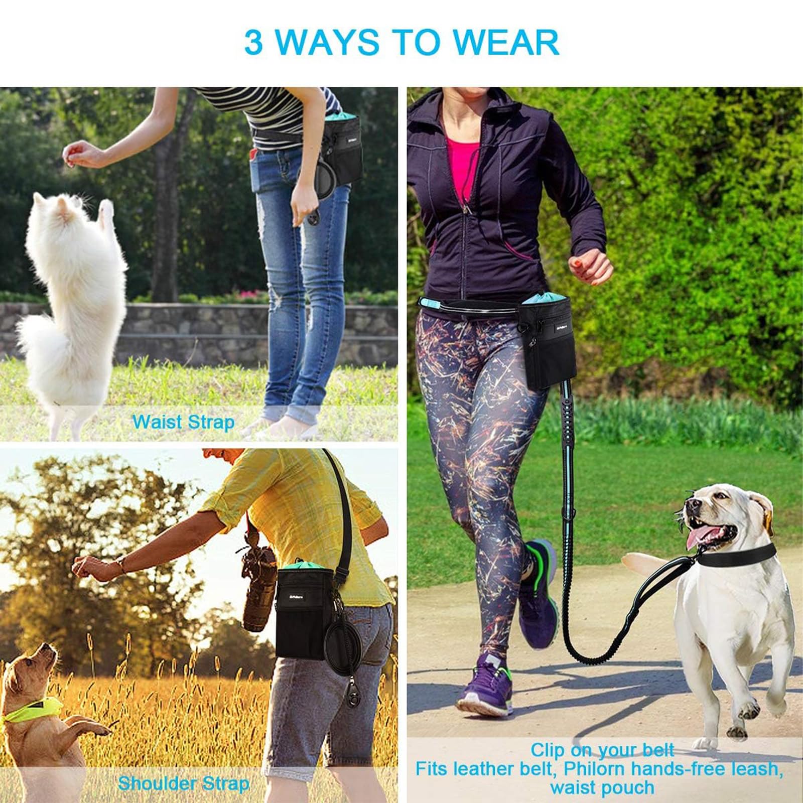 PHILORN Leckerlie Beutel Hundefutterbeutel Wasserdicht | Mit Kotbeutelspender & Falt-Schüssel