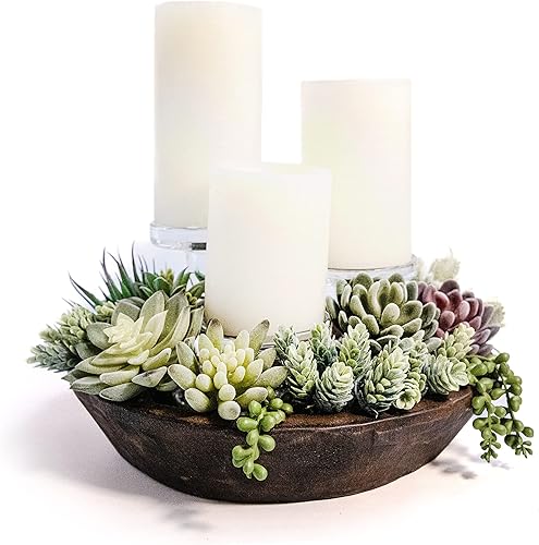 Miniatura 6 de Red Barn Candle Company Cuenco de masa de madera, redondo de 12 pulgadas, cuenco decorativo de madera, centro de mesa rústico para exhibición del