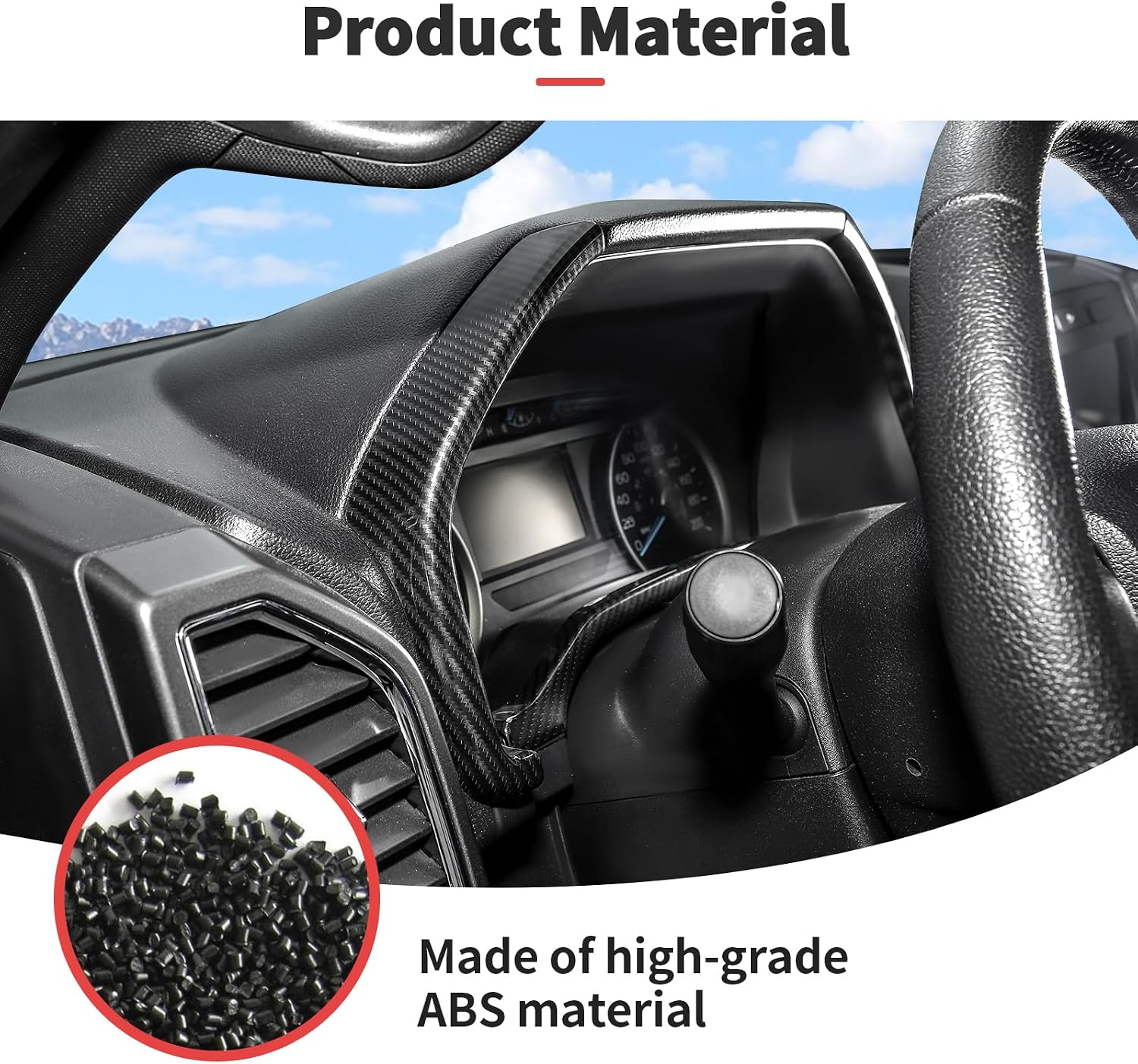 JWWY Dashboard Carbon Fiber Interior Trim Kit Cover Fit for 2015-2020 Ford F150 F-150,Side Outlet Vent Cup Holder Navigation Panel Cover for F150 Interior Accessories,13Pcs