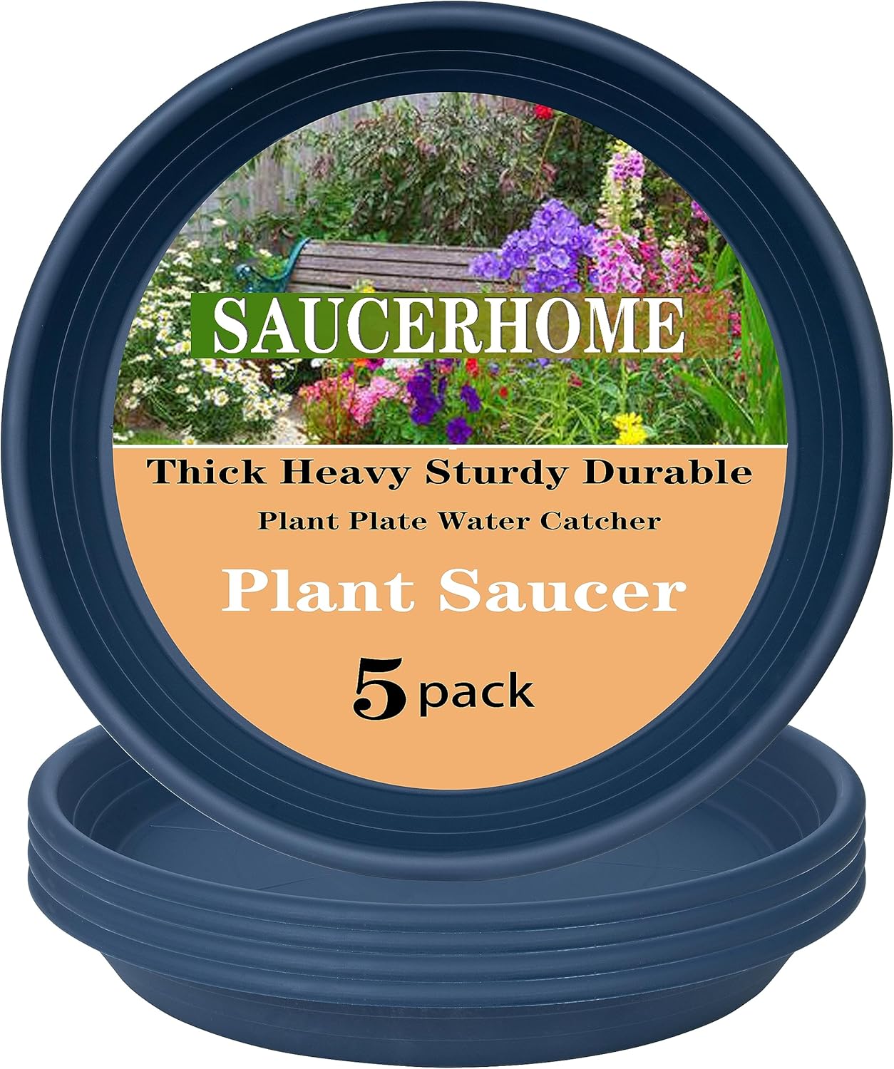 5 Packs Plant Saucer Pot Tray 6 8 10 12 14 16 19 20 Inch Plastic Flower Planter Saucers and Drip Trays for Indoors Outdoors, Heavy Durable Plant Plate Water Catcher (14 Inch Green)
