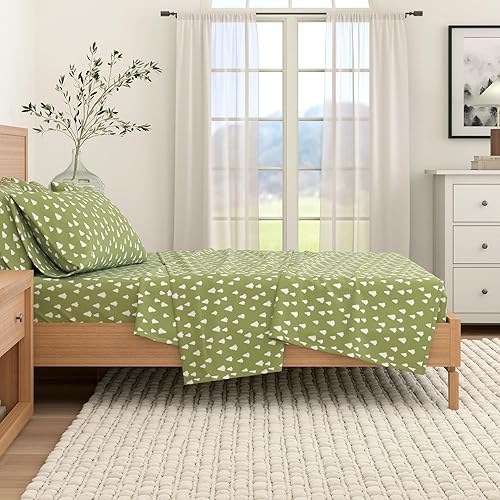 Miniatura 6 de Great Bay Home Juego de sábanas de franela de 4 piezas, 100% algodón turco, tamaño Queen, Winter Lodge  Sábanas y fundas de almohada de algodón