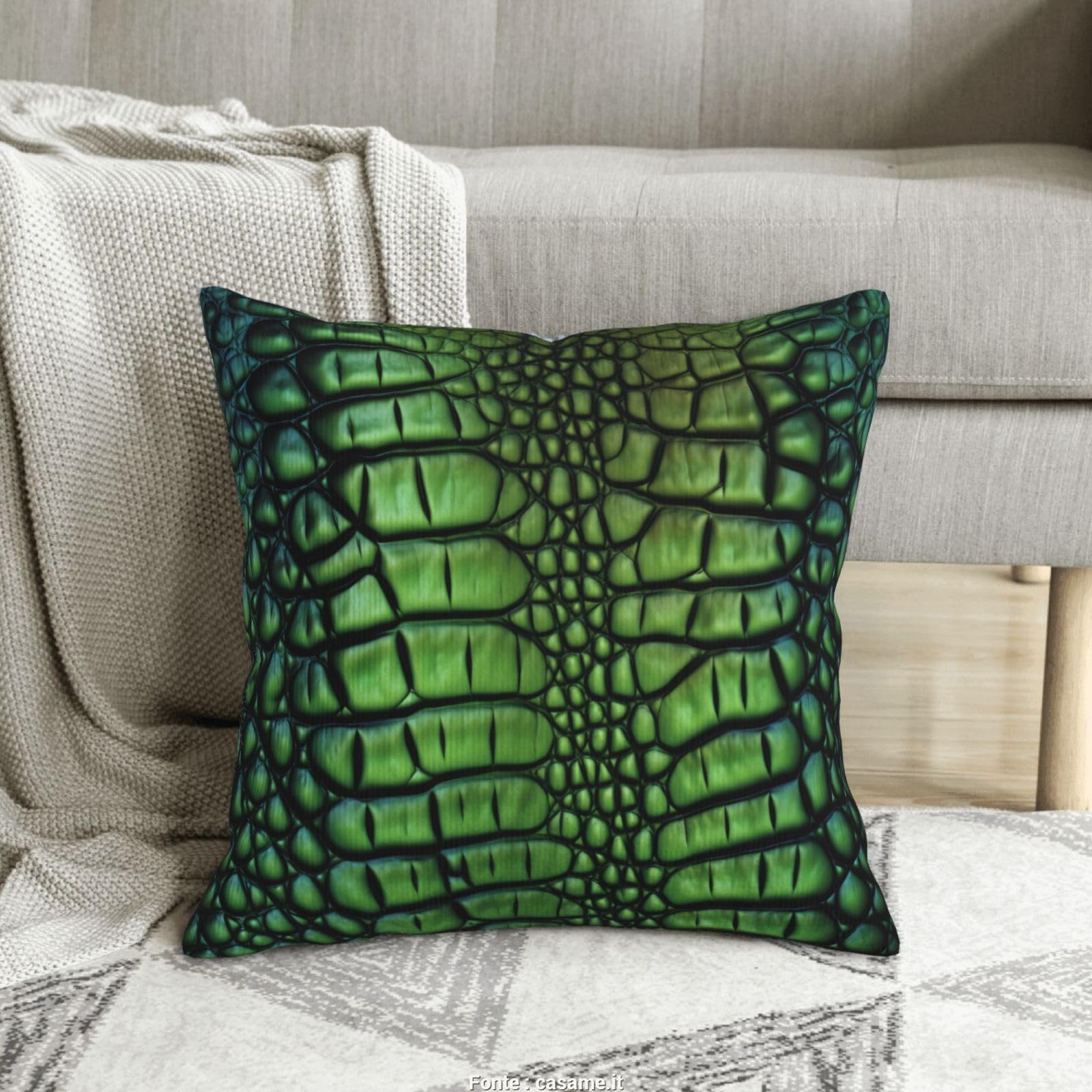 Housse de coussin peau d'alligator 40x40 cm double face chic pour salon