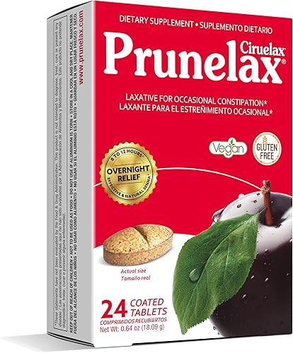 Miniatura 12 de Prunelax Ciruelax - Mini tabletas laxantes de fuerza regular, alivio nocturno para estreñimiento ocasional, extracto de senna, vegano y sin gluten