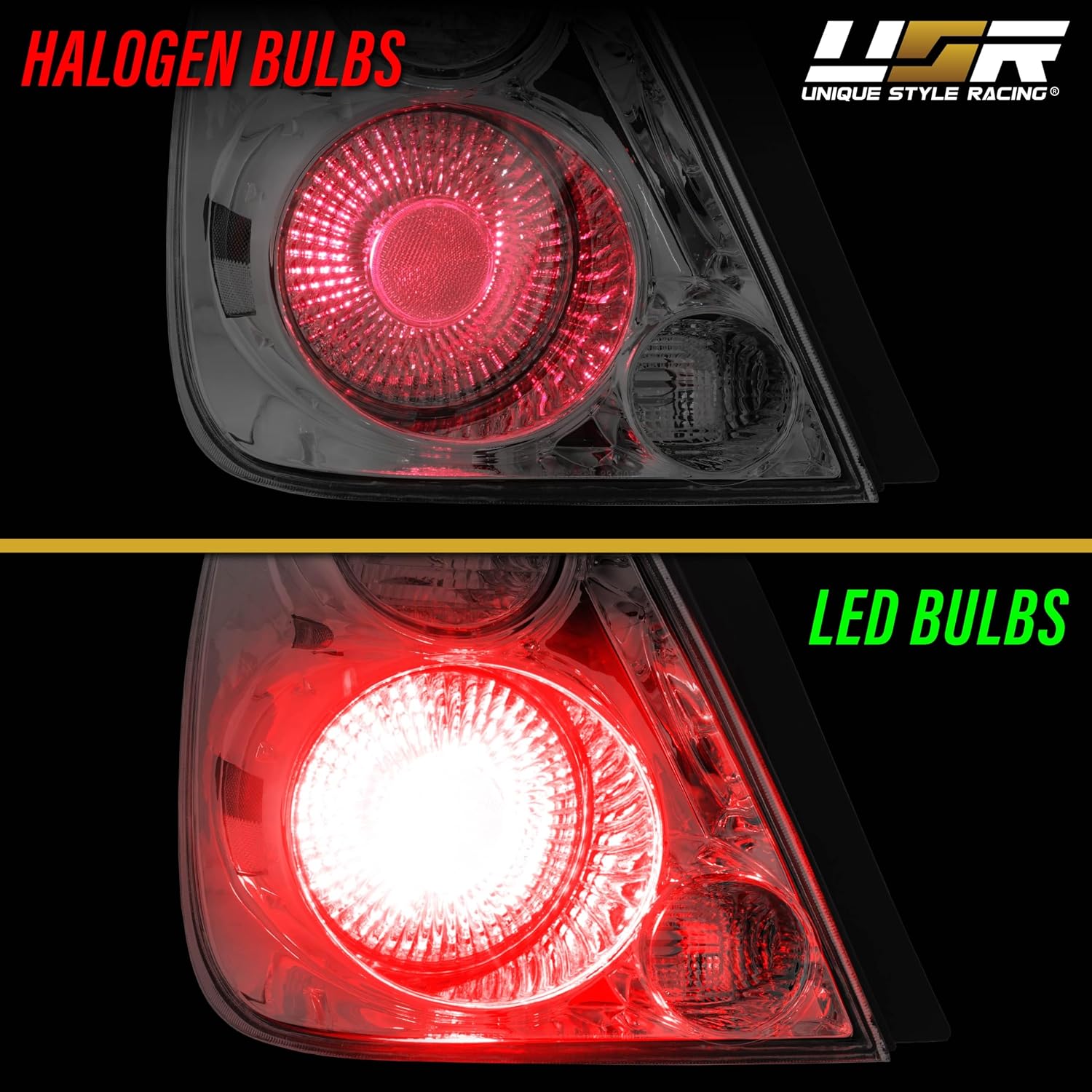 USR 02-06 L31 Tail Light – Rear Tail Lamps with Bulb UPGRADE Set (Left + Right) Pair - Compatible with 2002-2006 Nissan Altima All Models/Trims (ALL CLEAR LENS LIGHTS with x8 LED BULBS)