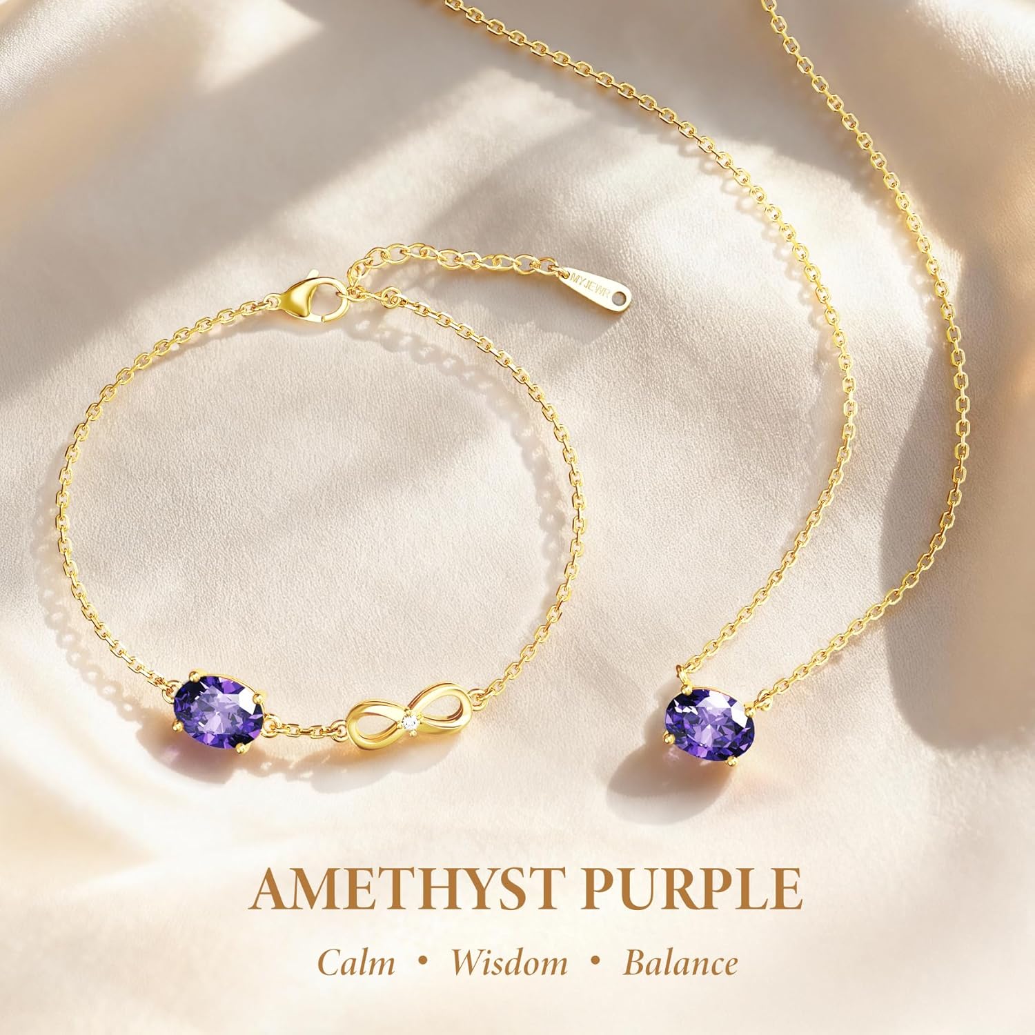 Birthstone Gold Bracelet for Women,14K Gold Plated Infinity Charm Bracelet,Adjustable Dainty Hand Chain Jewelry,Romantic Gift for Wife or Girlfriend - Image 3