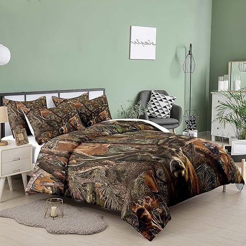 Miniatura 2 de NINENINE Juego de edredón de ciervo, juegos de ropa de cama twin para niños, juegos de edredón de camuflaje, juegos de edredón twin para niños,