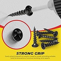 Vista 41 de Qualihome tornillos de punta afilada y rosca gruesa, tornillos cabeza trompeta núm. 2 para desarmador Phillips, 1 libra, negro, ideal