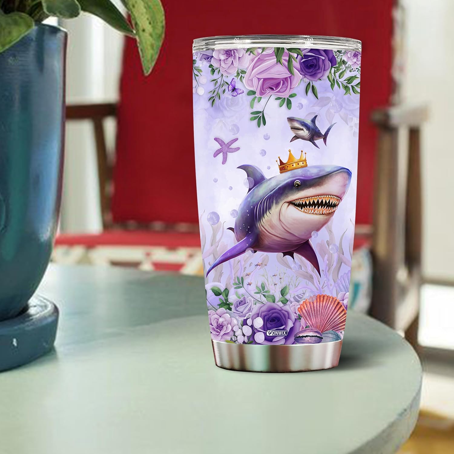 Personalized Shark Gifts For Women Adults, Mom, Girls, Wife, Daughter, Water Bottles Coffee Drinking Cup Gift Mothers Day Birthday Christmas Valentine 20oz Stainless Steel Tumblers With Lid