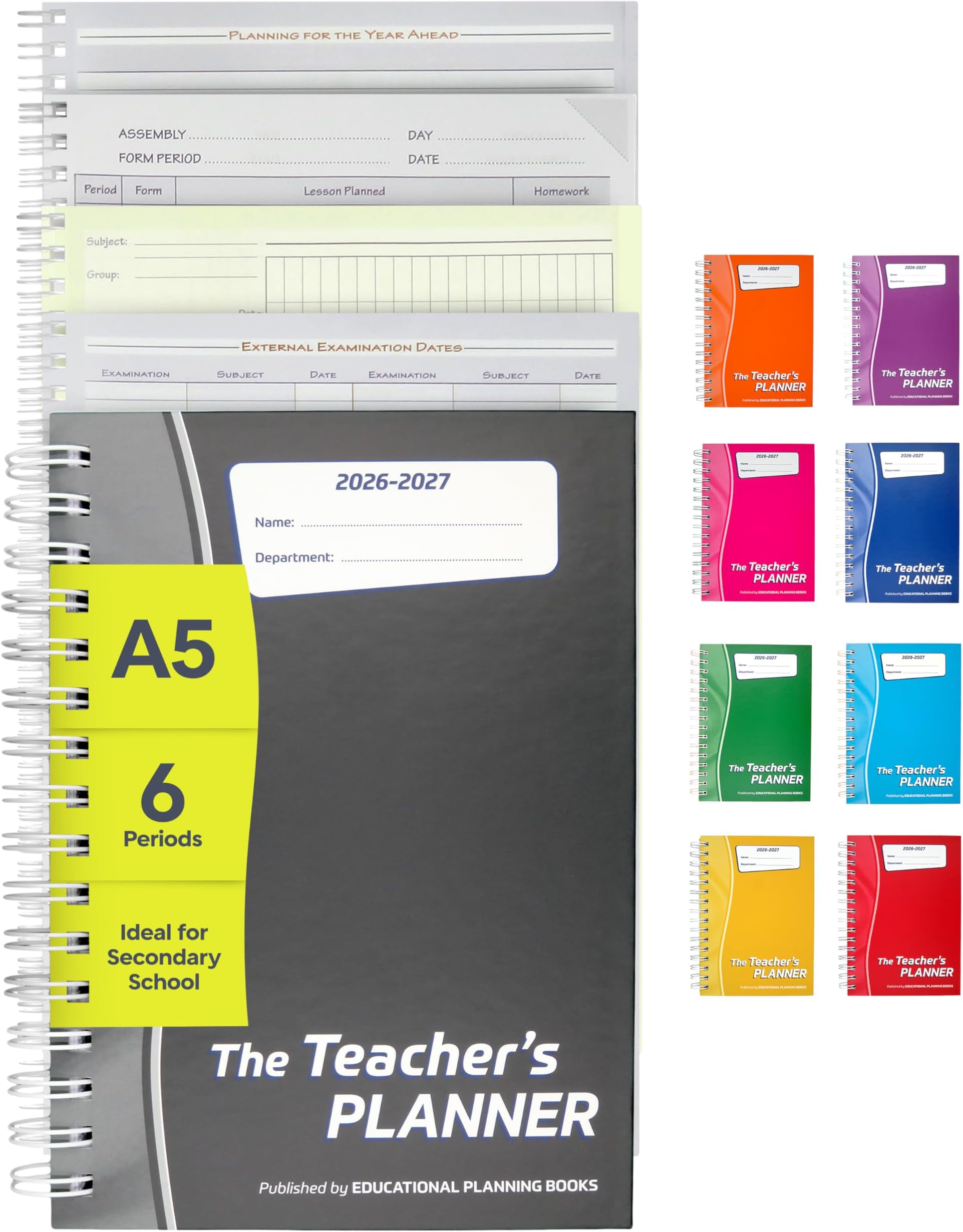 The Teachers Planner 2026-2027 for Secondary School – A5 – Six Period Day – Page-a-Day & Undated, with Dedicated Pages for Year Planning, Exams, Marking and more (TP9-C)