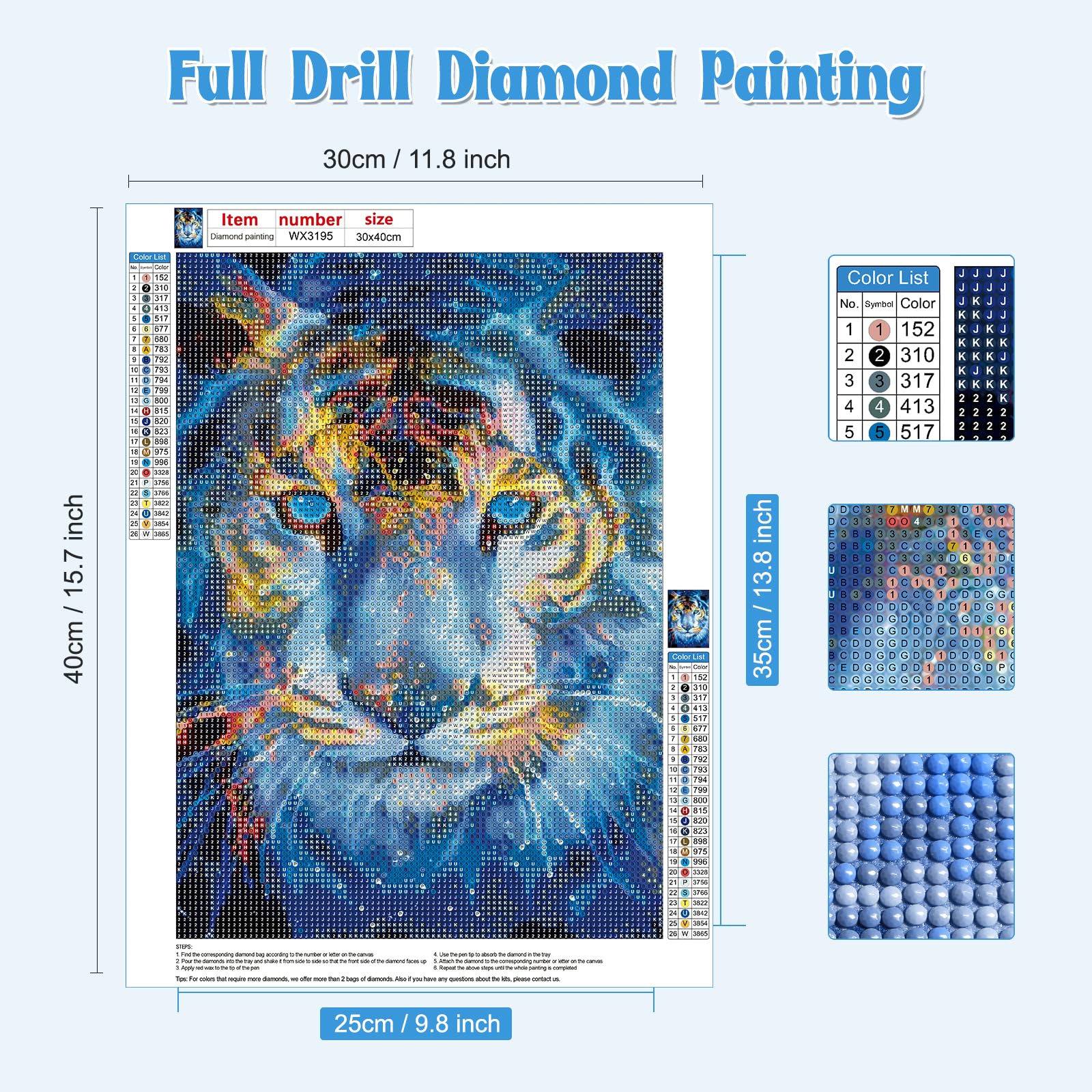 EXQULEG 5D Diamond Painting Tiger Mit Schmetterling – DIY Diamantbild 30x40 Cm, Inkl. Werkzeug & Diamanten