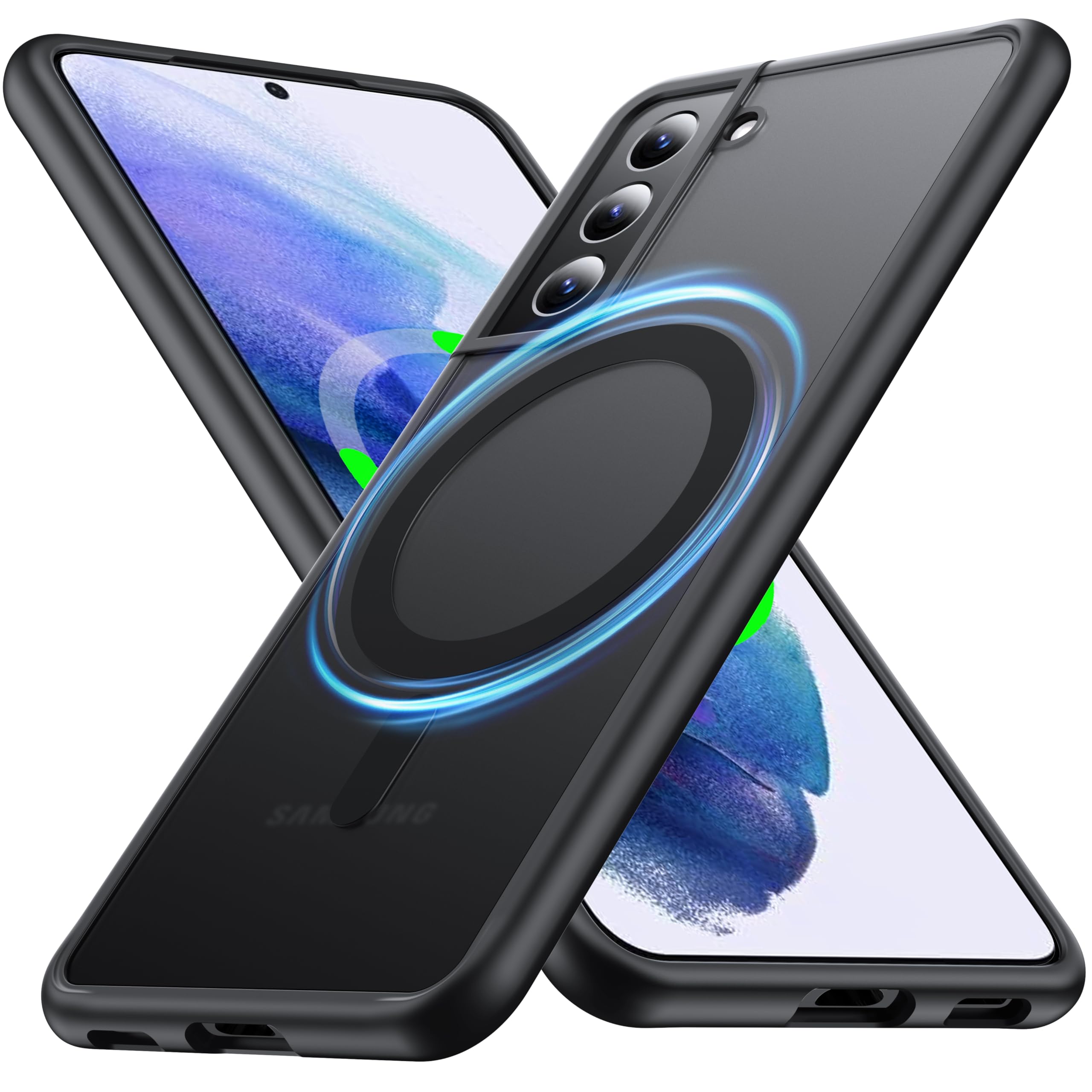 FNDMIL [NO.1 Magnetic for Samsung Galaxy S21 Plus Case with MagSafe[Military Grade Drop Tested][Translucent Matte][Anti-Fingerprint] Slim Case Soft