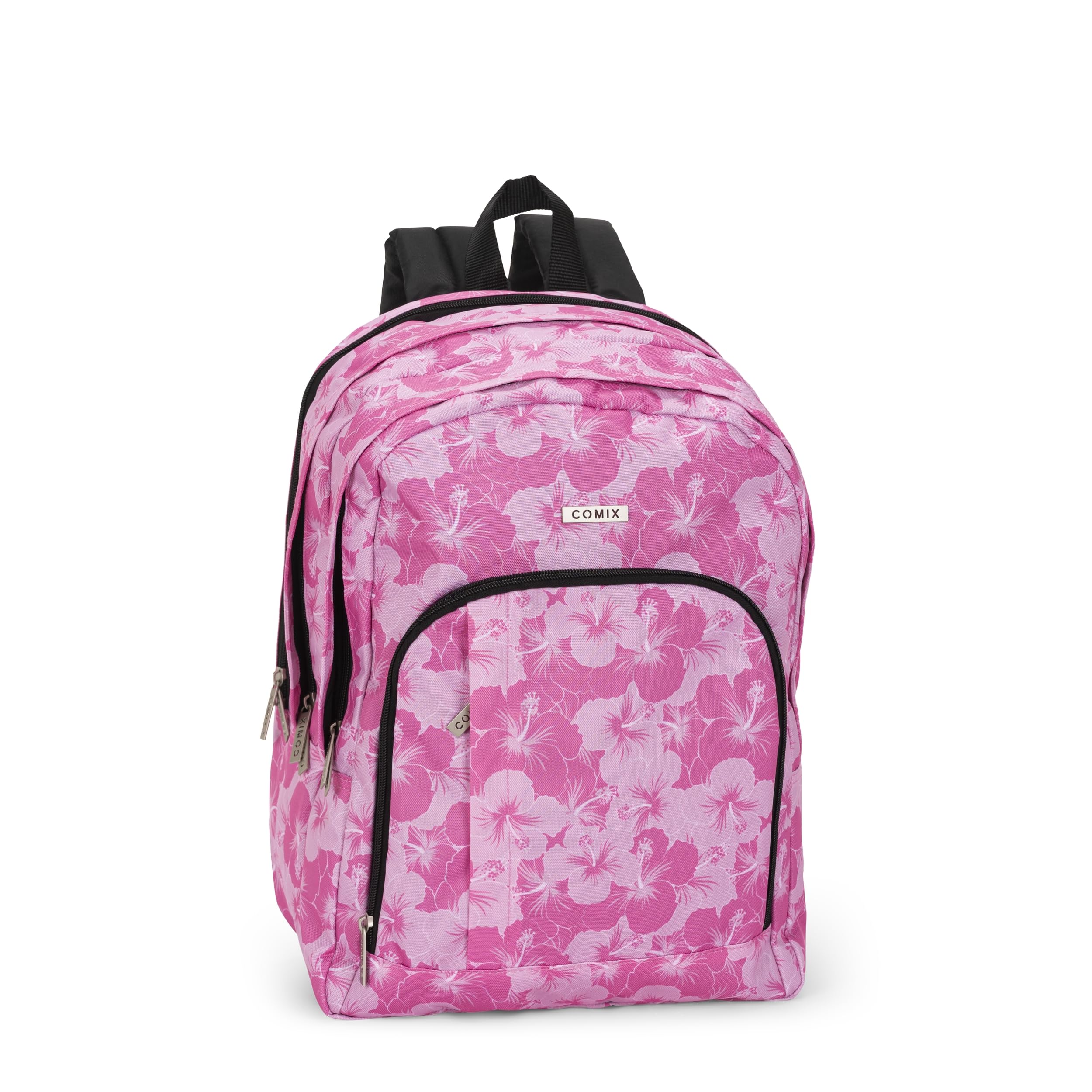 COMIX, ZAINO ORGANIZZATO ALLOVER HIBISCUS Unisex-Bambini e ragazzi, Rosa, Medio