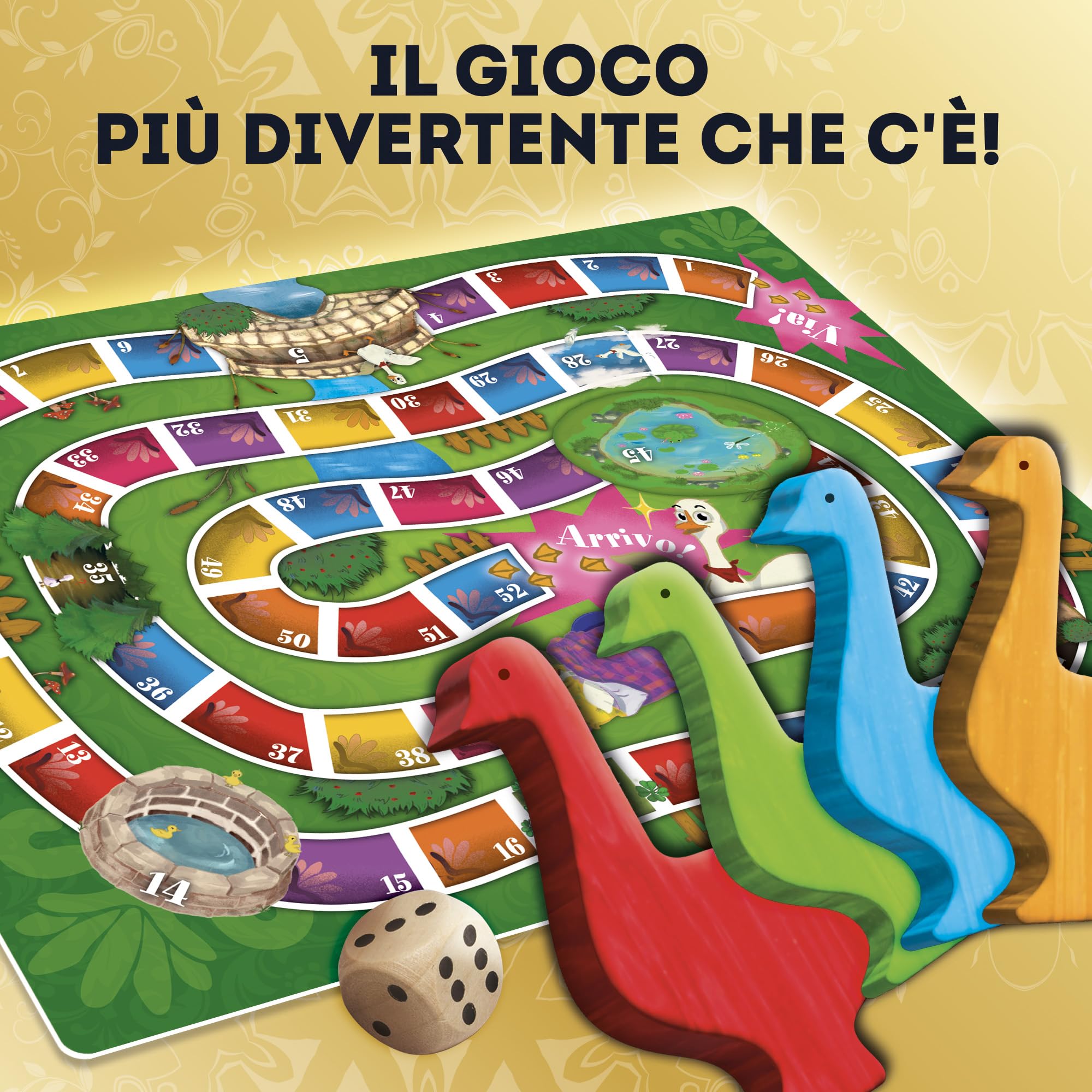 Liscianigiochi 60535 – Ludoteca Gioco Dell’Oca, Tabellone Double Face Con Spinner E 6 Ochette, Per 2-6 Giocatori Dai 6 Ai 99 Anni