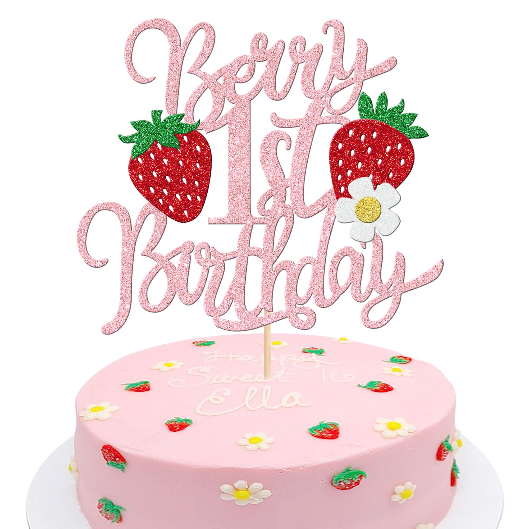 1st Birthday Cake Topper - Strawberry Theme -10