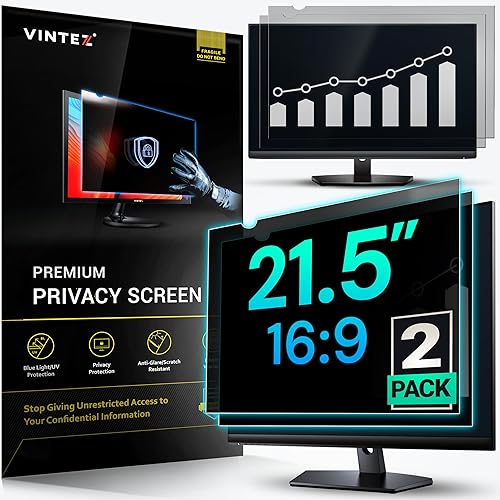 Vista 30 de VINTEZ Pantalla de privacidad de 14 pulgadas 16:9 para monitor de computadora y laptop, película protectora antirreflejos, filtro de luz azul