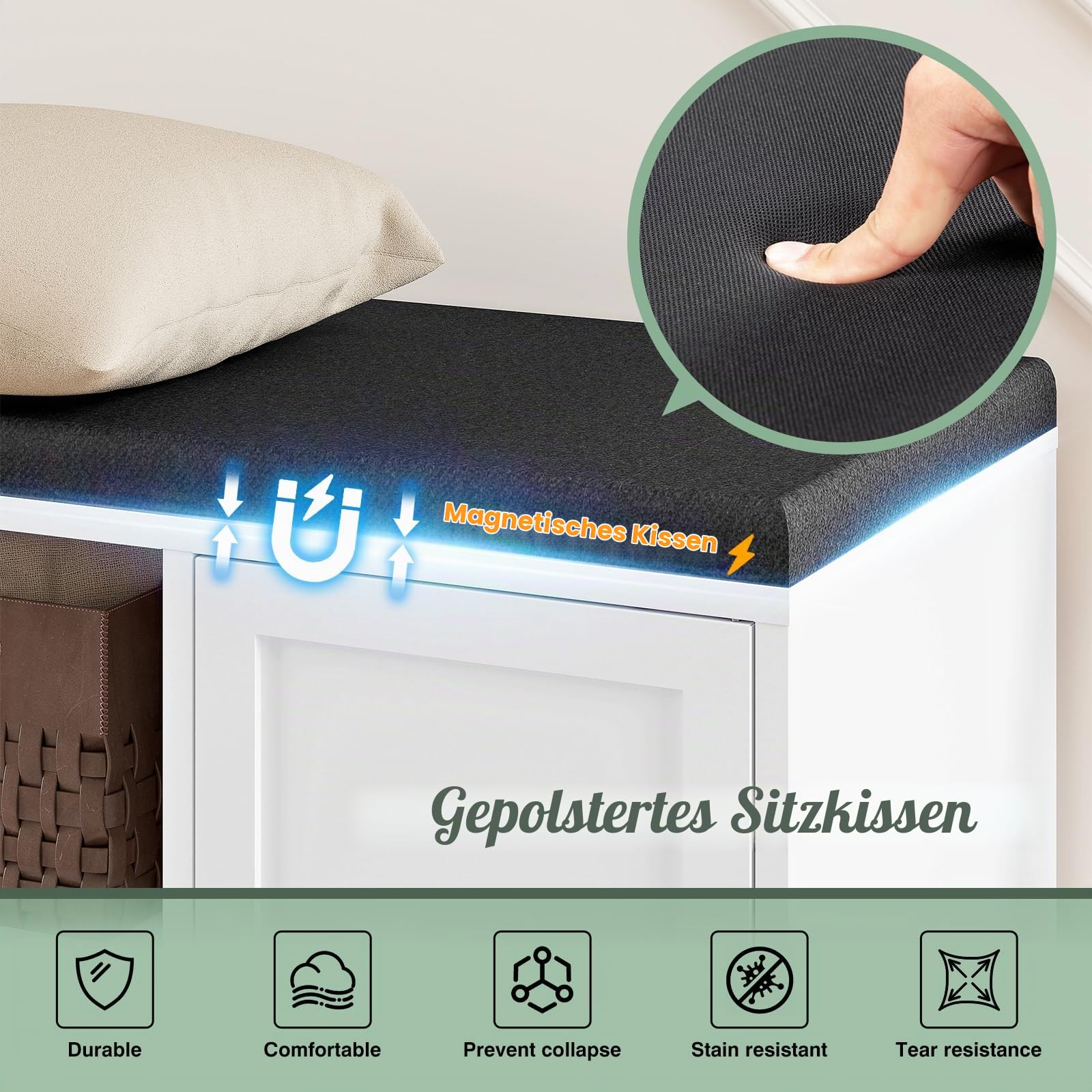 Schuhbank mit Sitzfläche Schuhschrank Sitztruhe Schuhregale mit Sitzbank Flurbänkchen Sitzkommode Sitzbank mit Stauraum Schuhschrank mit Sitzmöglichkeit Schuhorganisation Garderobenbank 100x50x40cm