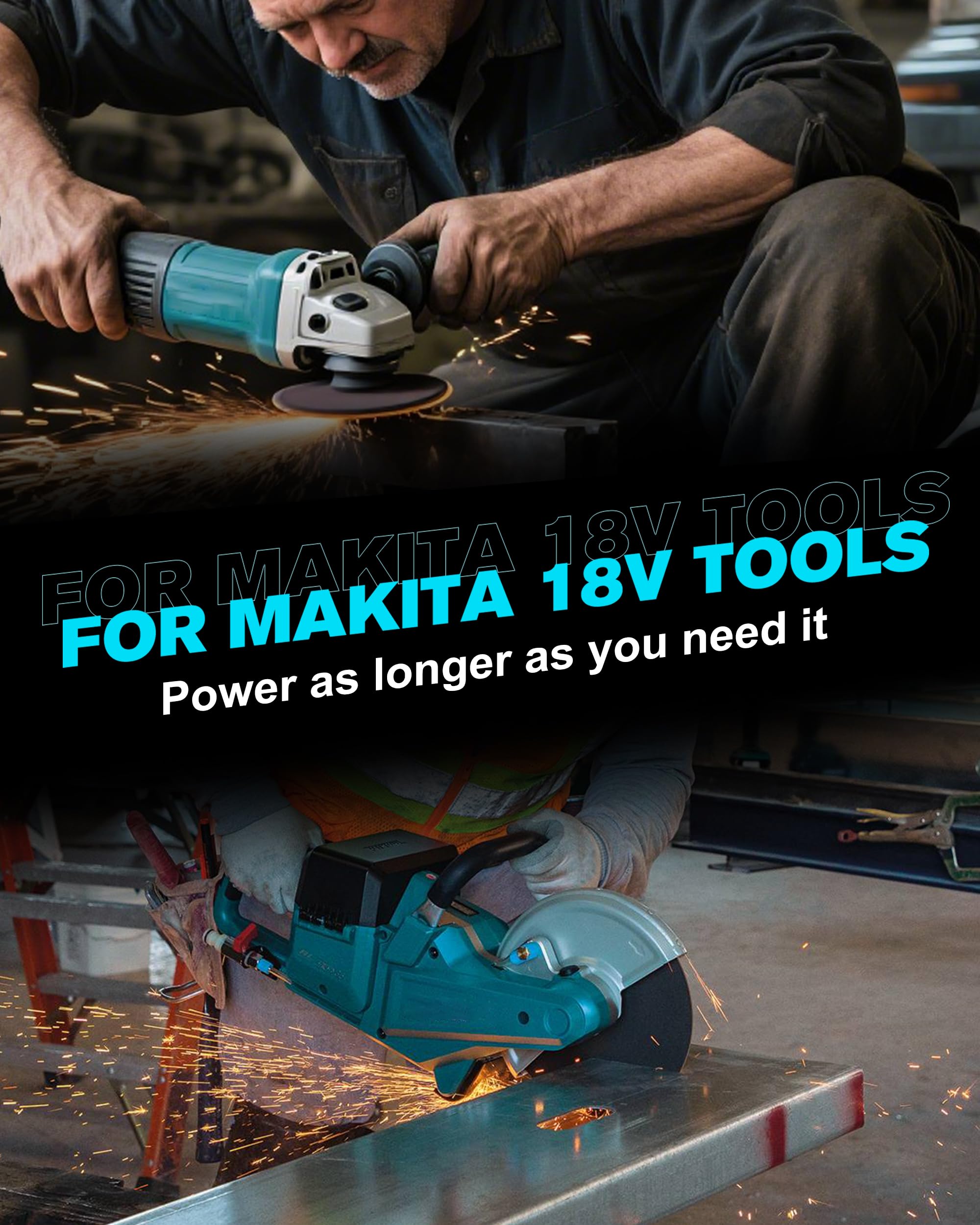 2 X 18V 5500mAh Ersatzakku für makita 18V Akku Li-ion BL1850 BL1850B BL1830 BL1860B BL1845 BL1835 BL1815 194205-3 LXT-400 BL1860 5.5Ah Akku with LED Werkzeugakku