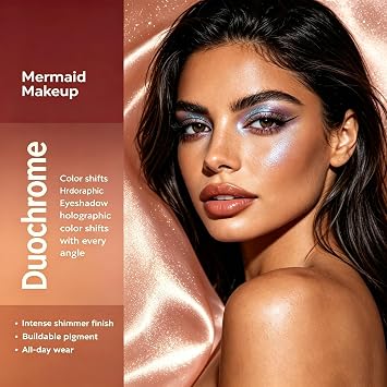 Duochrome Multichrome Glitter Eyeshadow, Holographic Aurora Purple Color Shift Eye Shadow, High Pigment Metallic Shimmer, Long Lasting Buildable Sparkle Eye Makeup, Paleta de Sombras de Ojos 02