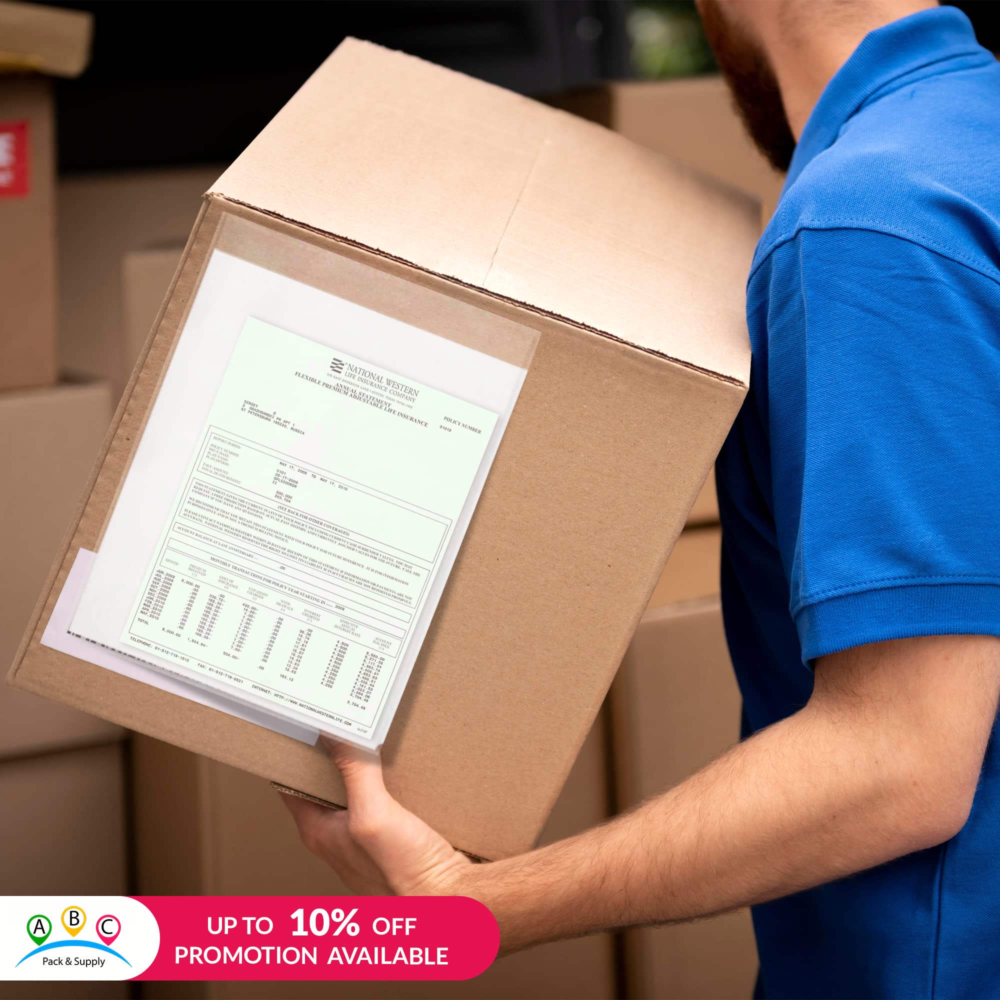 Buy ABC Clear Packing List Envelopes 10x12. Pack of 100 Clear Packing