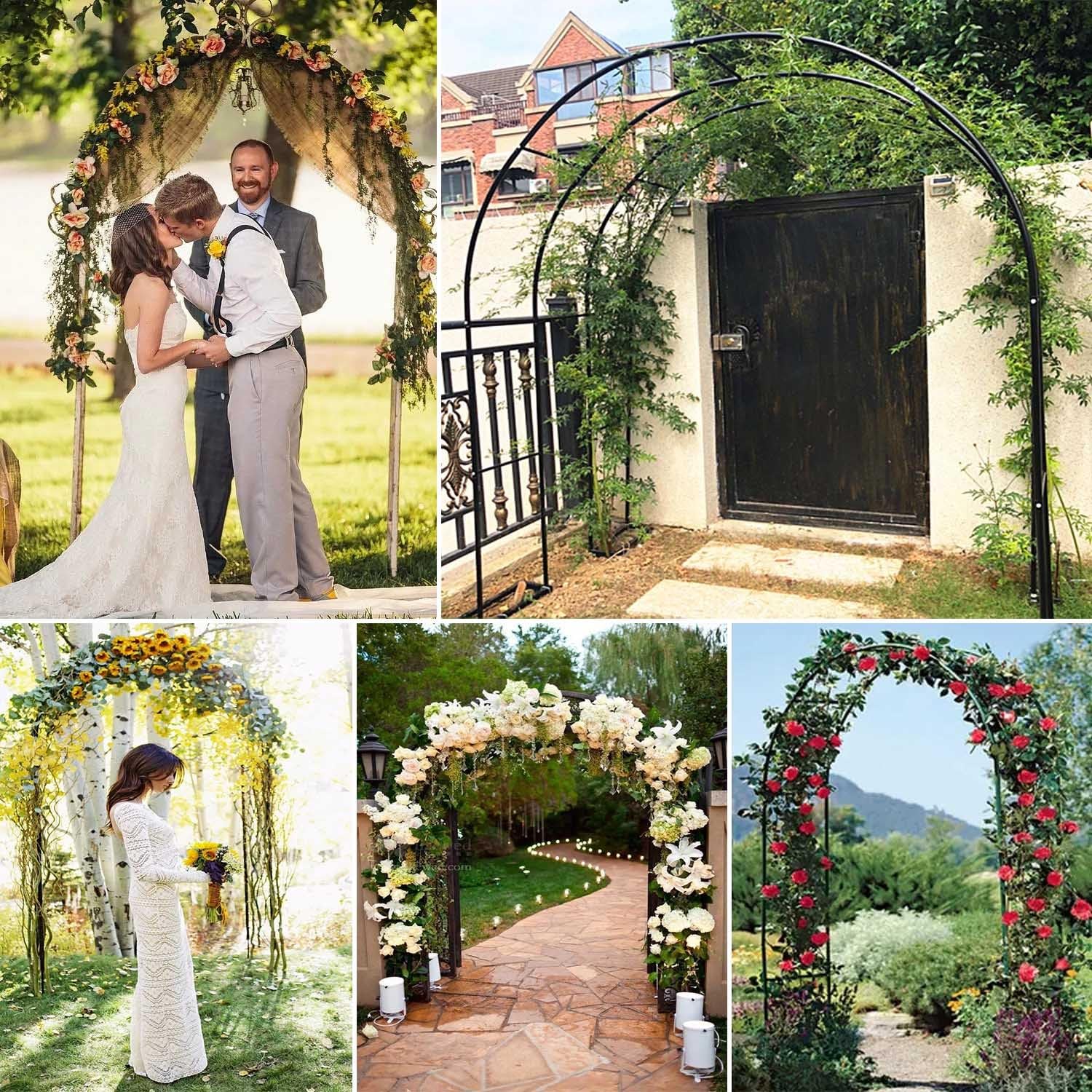Générique Pergola Jardin Fer forgé Tonnelle Arche de Jardin Exterieur, pour Plantes Grimpantes, Décoration Arche de Mariage, 80cm 140cm 180cm 200cm 240cm 280cm 300cm 350cm(Brun,W180 X H220cm)