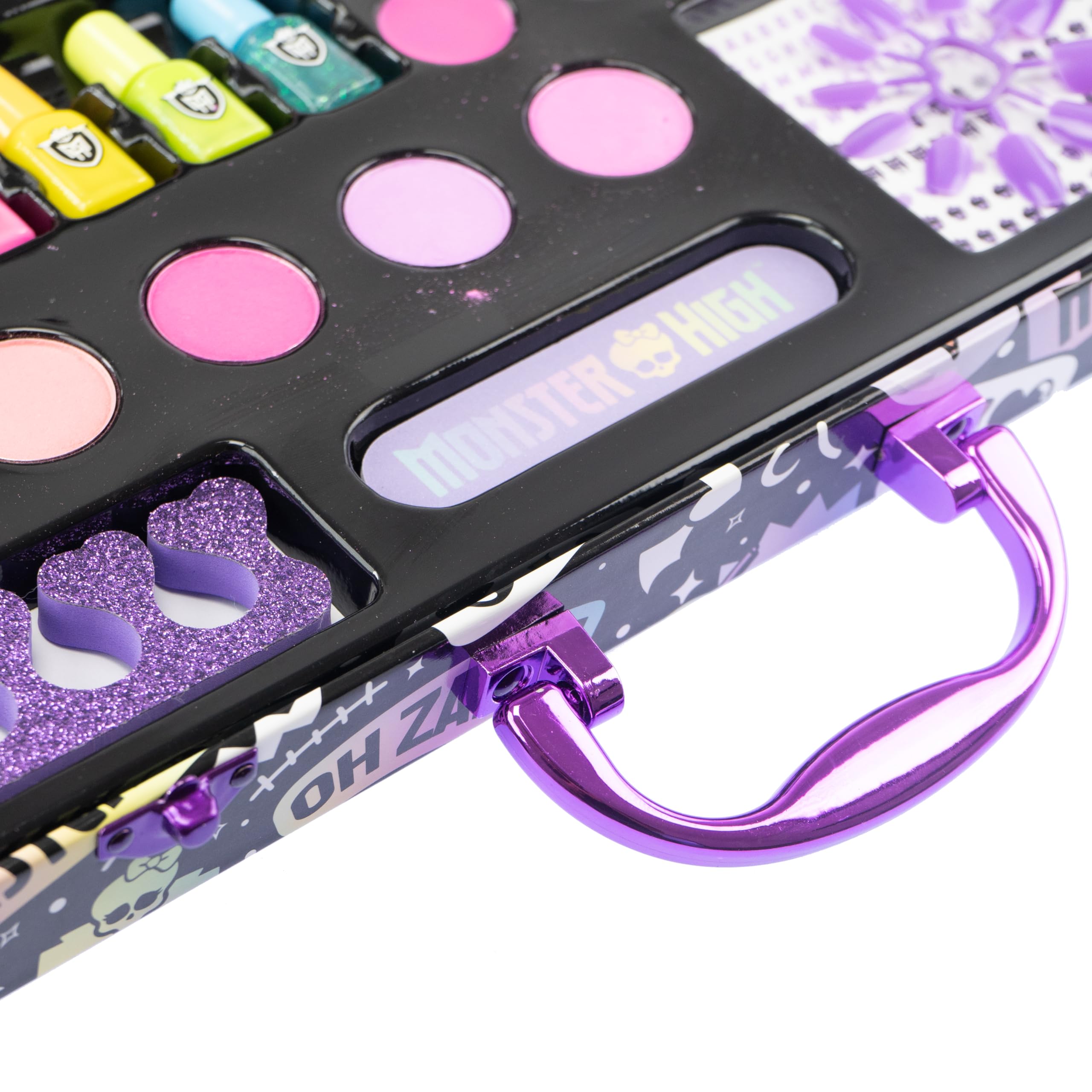 Nice Group - Monster High Make Up Case, Estuche de Maquillaje Infantil con Espejo, Sombras de Ojos, Esmalte de uñas, Brillo de Labios