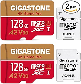GIGASTONE 128GB 2-Pack Micro SD Card, Speed Up to 120MB/s, UHS-I U3 C10 with Adapter